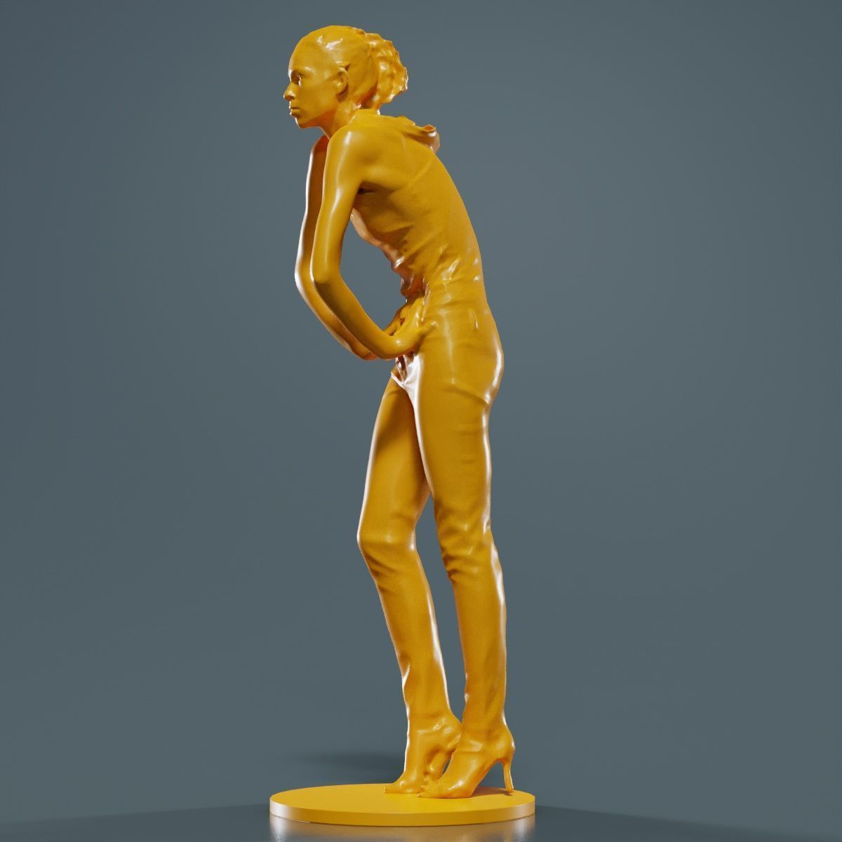 Woman Wearing Leather Pants 3D print model_15