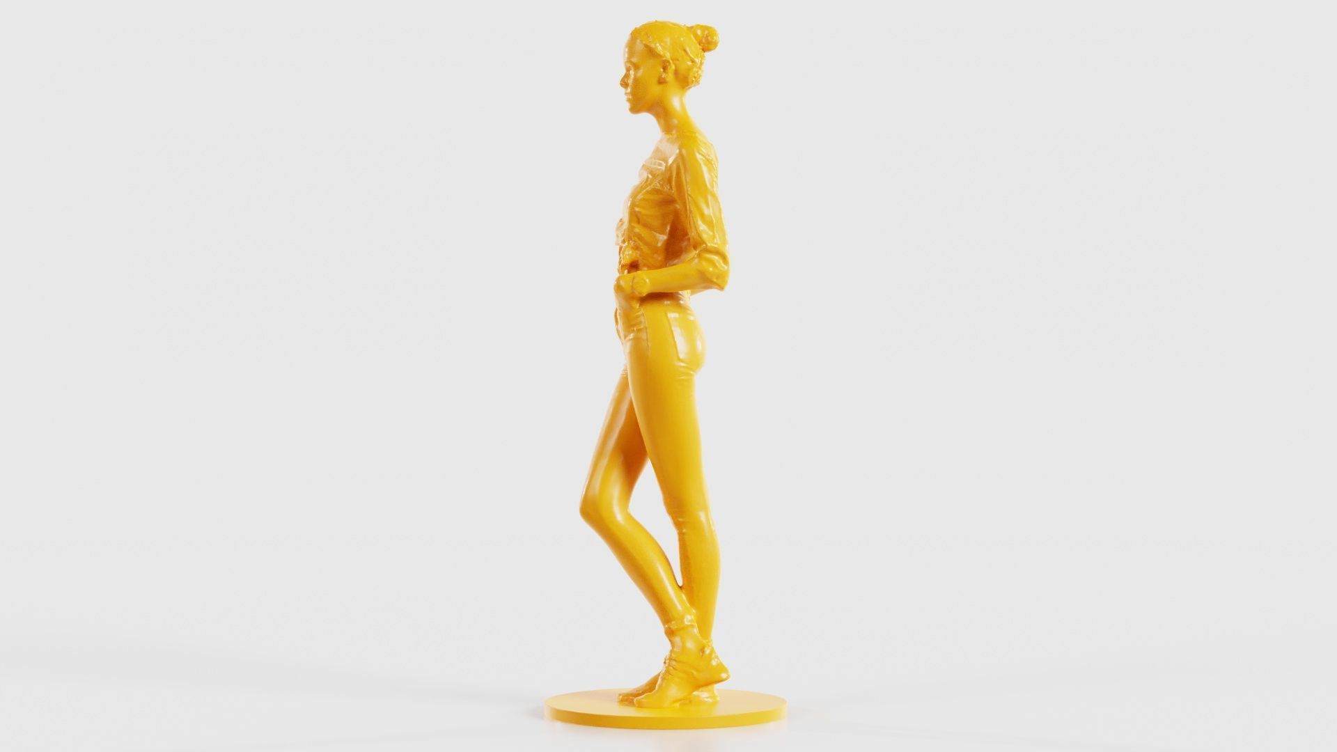 Woman Wearing Casual Shorts and Top Hands in Pocket 3D print model_26