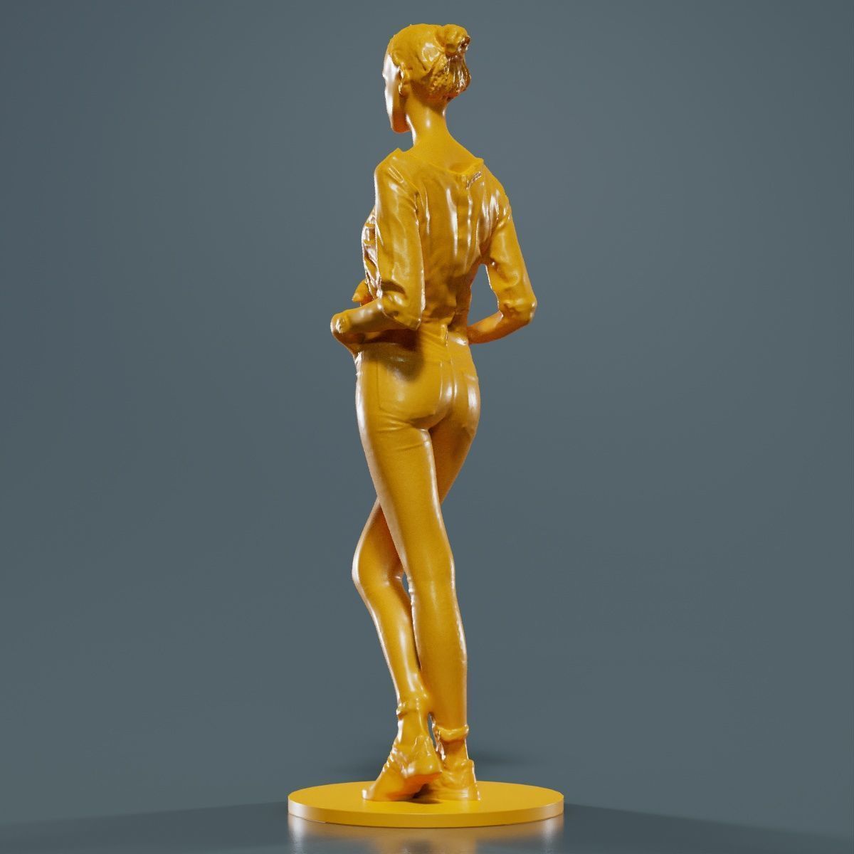 Woman Wearing Casual Shorts and Top Hands in Pocket 3D print model_14