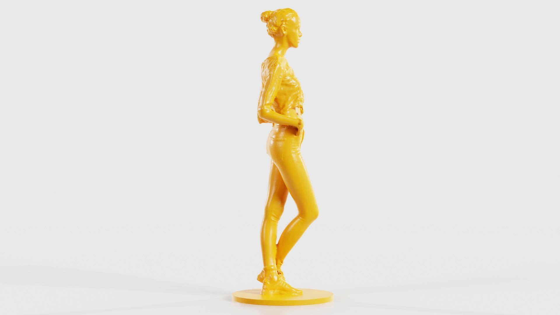 Woman Wearing Casual Shorts and Top Hands in Pocket 3D print model_20