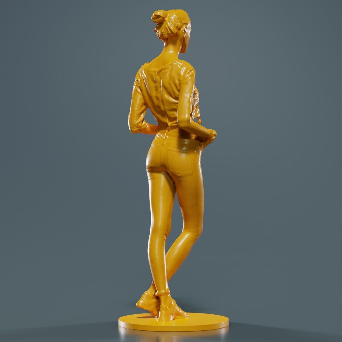 Woman Wearing Casual Shorts and Top Hands in Pocket 3D print model_12