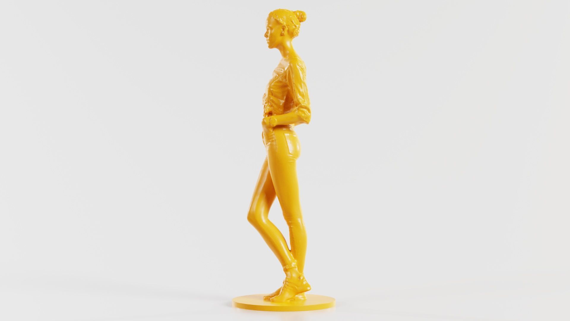 Woman Wearing Casual Shorts and Top Hands in Pocket 3D print model_8