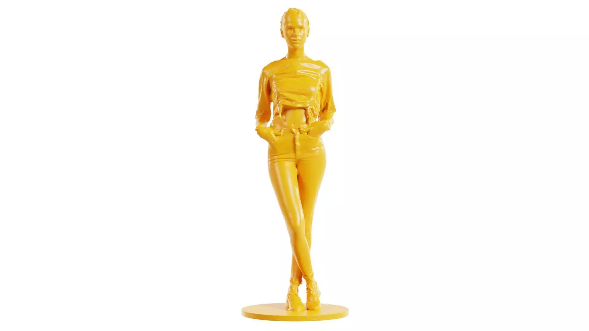 Woman Wearing Casual Shorts and Top Hands in Pocket 3D print model_0