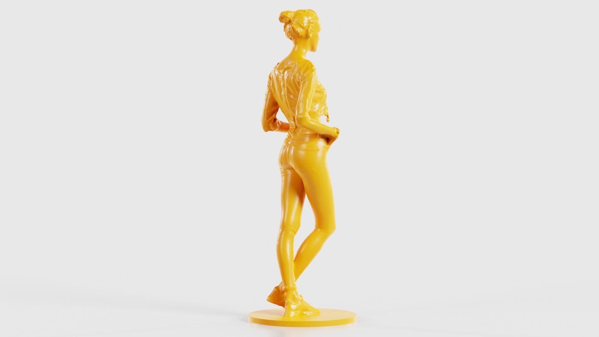 Woman Wearing Casual Shorts and Top Hands in Pocket 3D print model_21