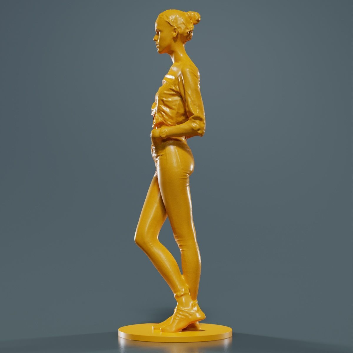 Woman Wearing Casual Shorts and Top Hands in Pocket 3D print model_15