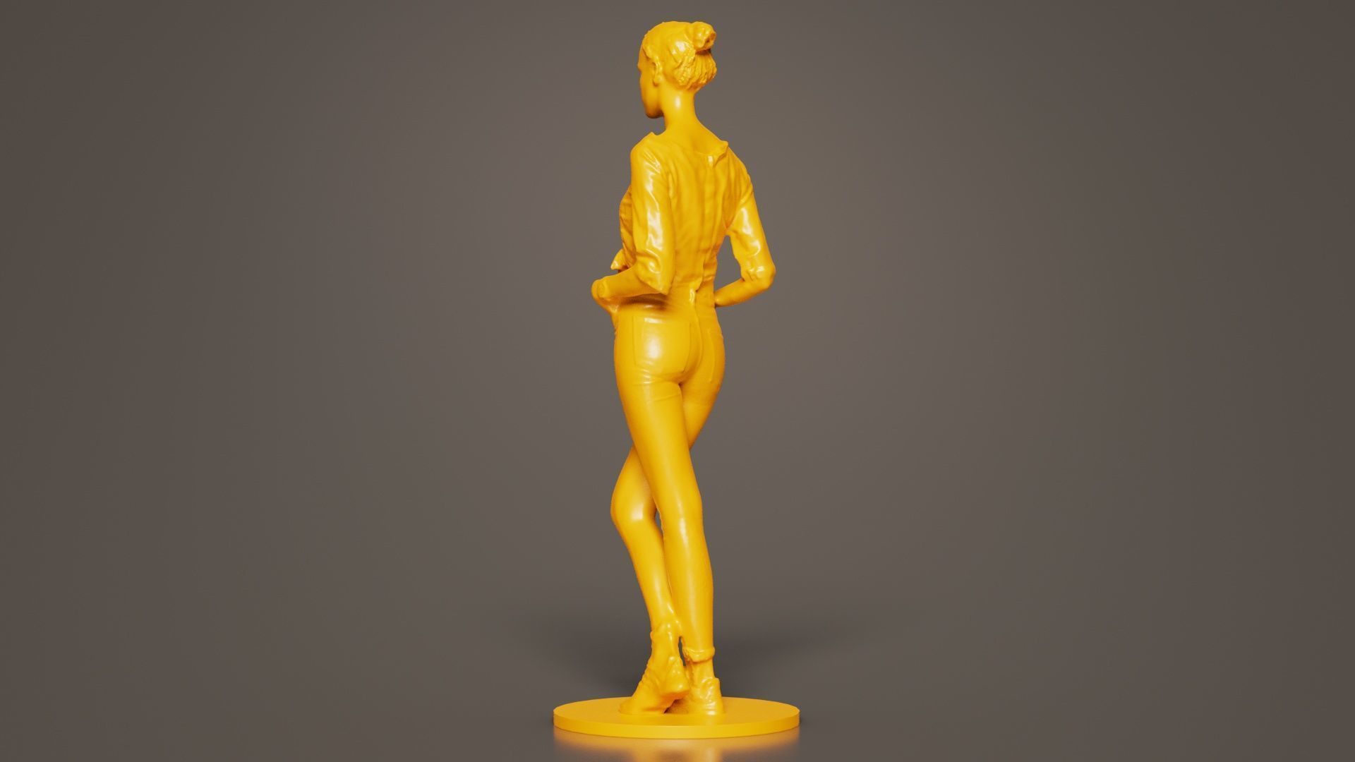 Woman Wearing Casual Shorts and Top Hands in Pocket 3D print model_5