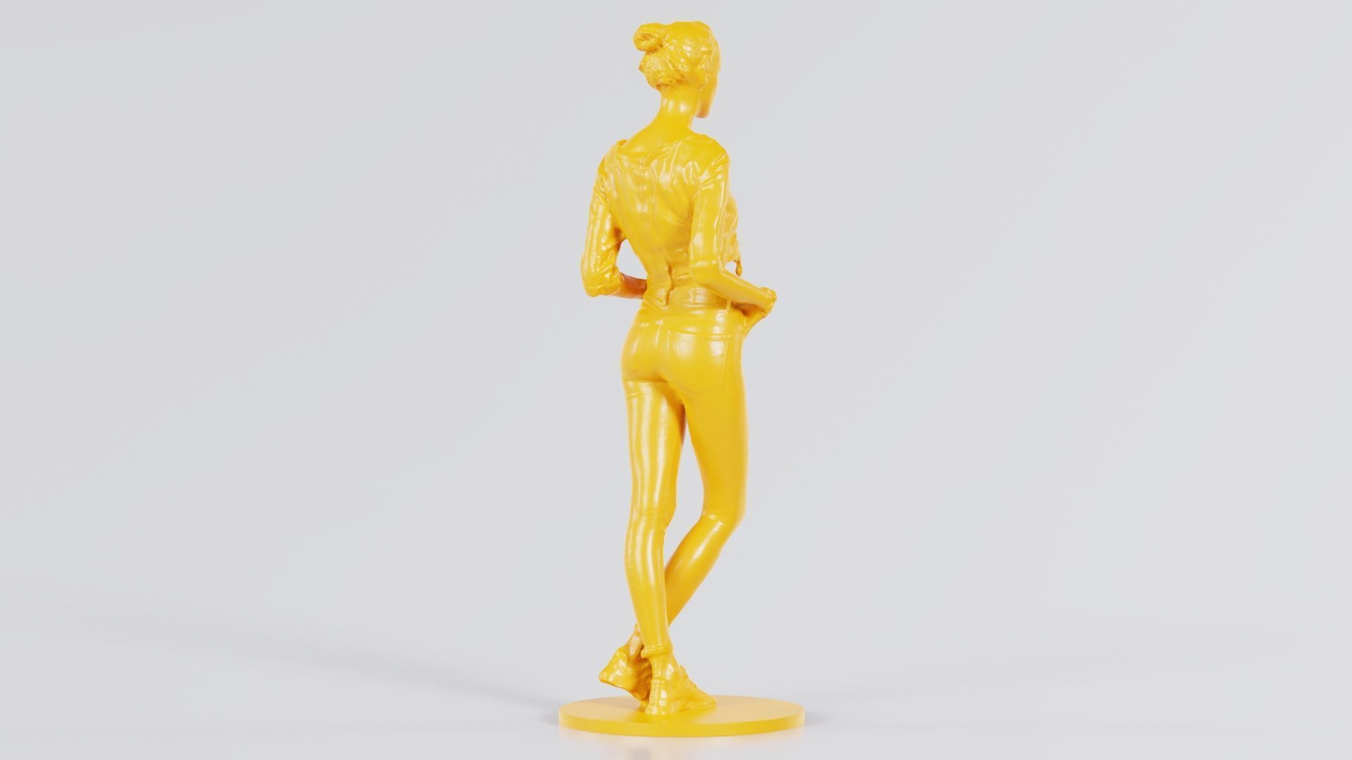 Woman Wearing Casual Shorts and Top Hands in Pocket 3D print model_6