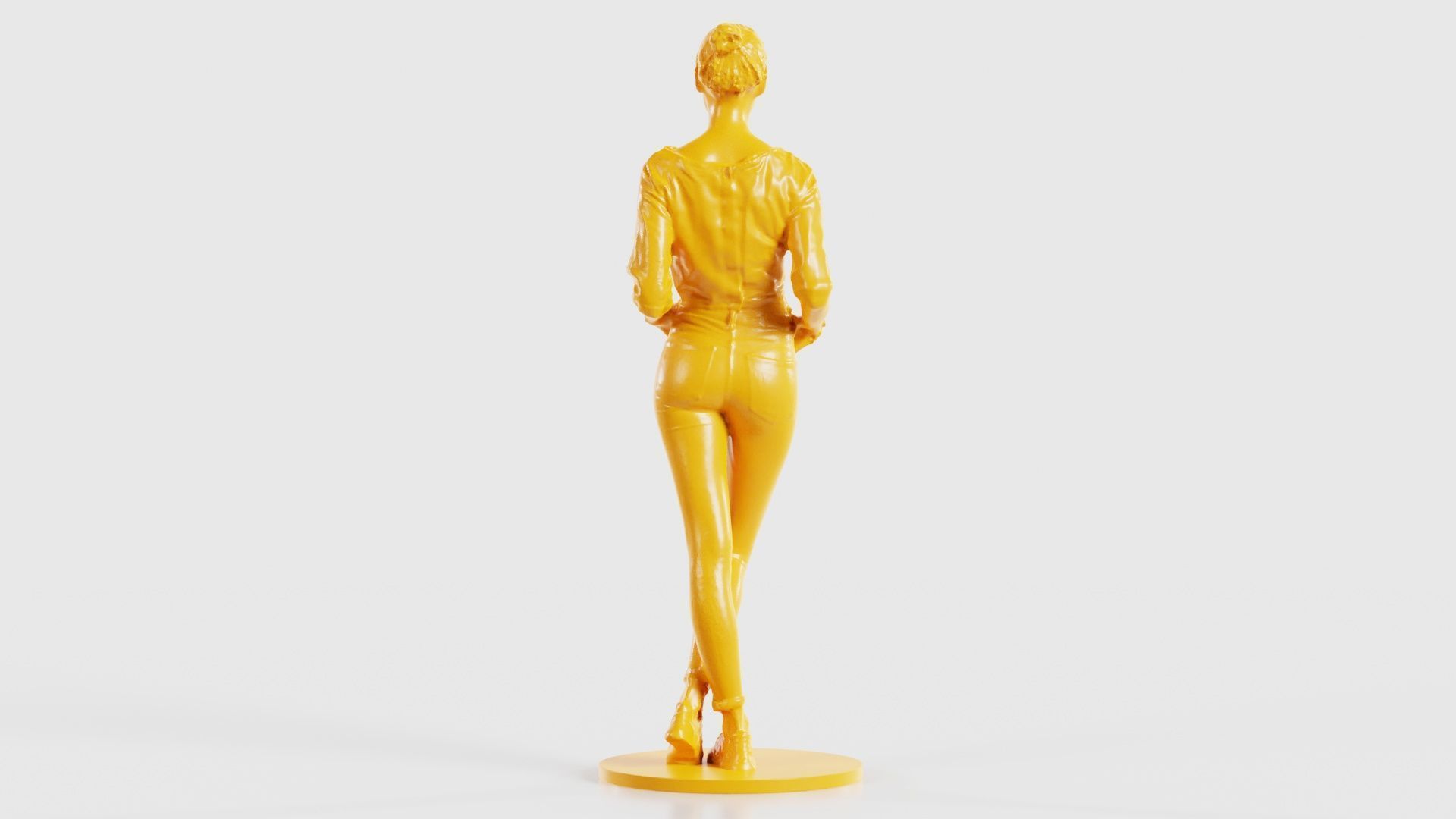 Woman Wearing Casual Shorts and Top Hands in Pocket 3D print model_23