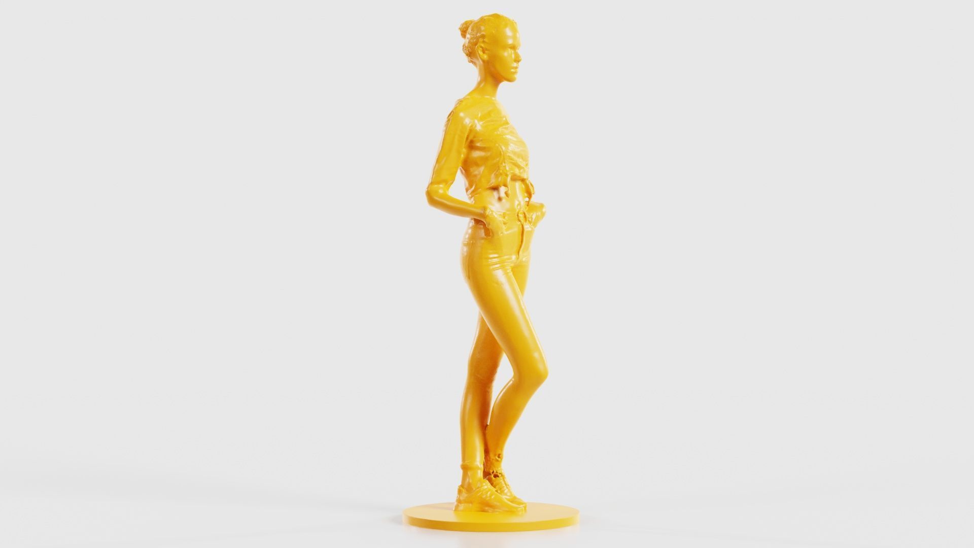 Woman Wearing Casual Shorts and Top Hands in Pocket 3D print model_19