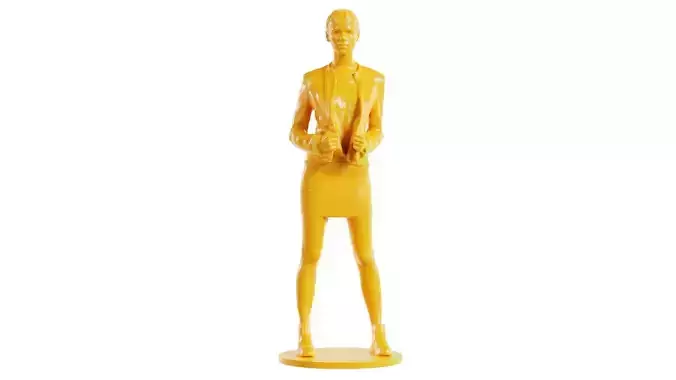 Woman Wearing Casual Outfit Holding Jacket 3D print model