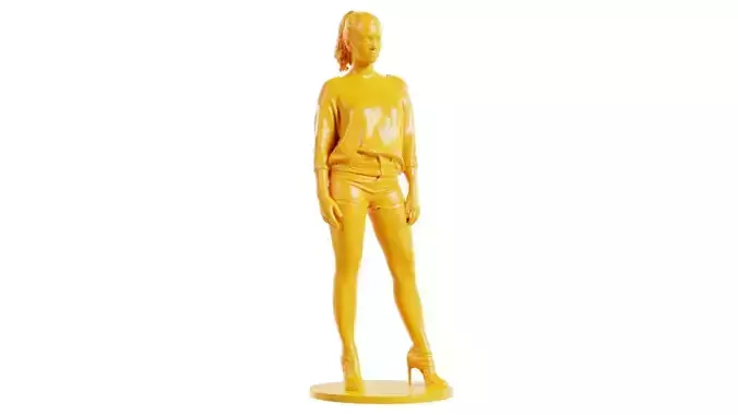 Casual Woman in Shorts and Knit Top Posing 3D print model