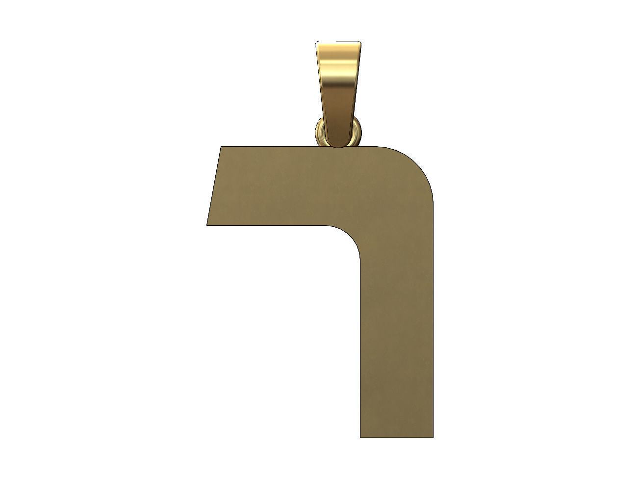 Resh jewish hebrew initials alphabet pendant charm bail 3D print model_1