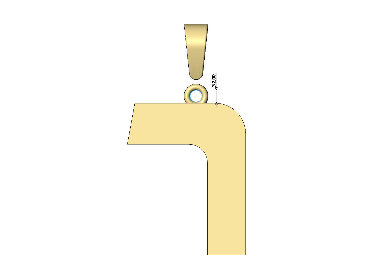 Resh jewish hebrew initials alphabet pendant charm bail 3D print model_8