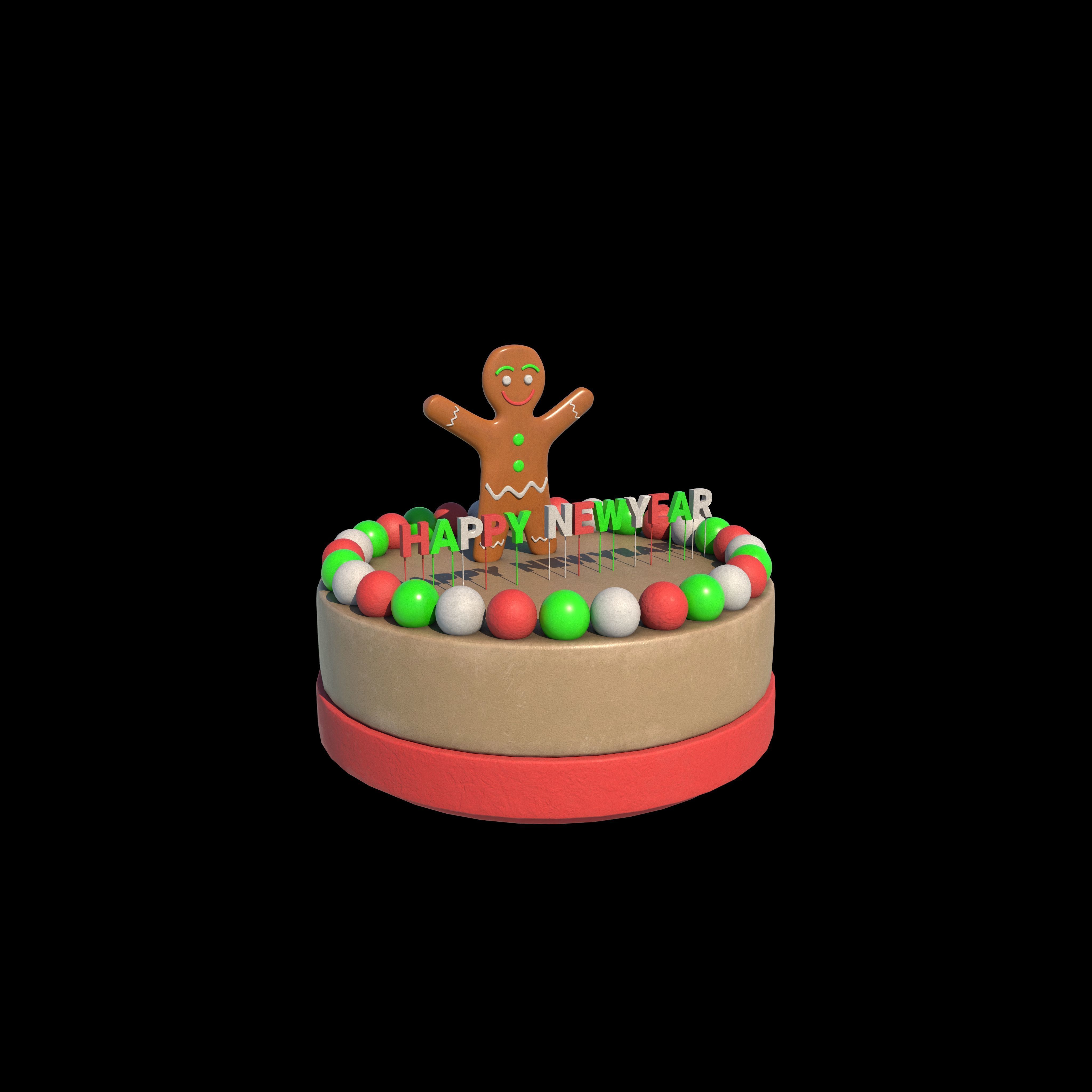 happy new year cake 3D model_8