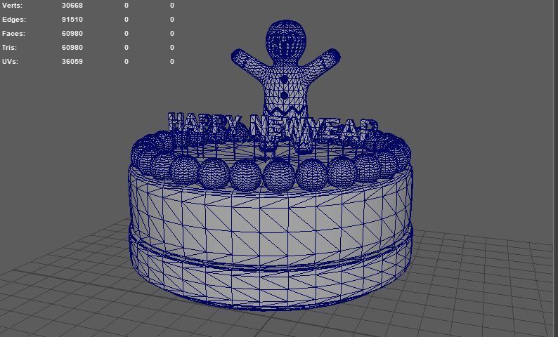 happy new year cake 3D model_11