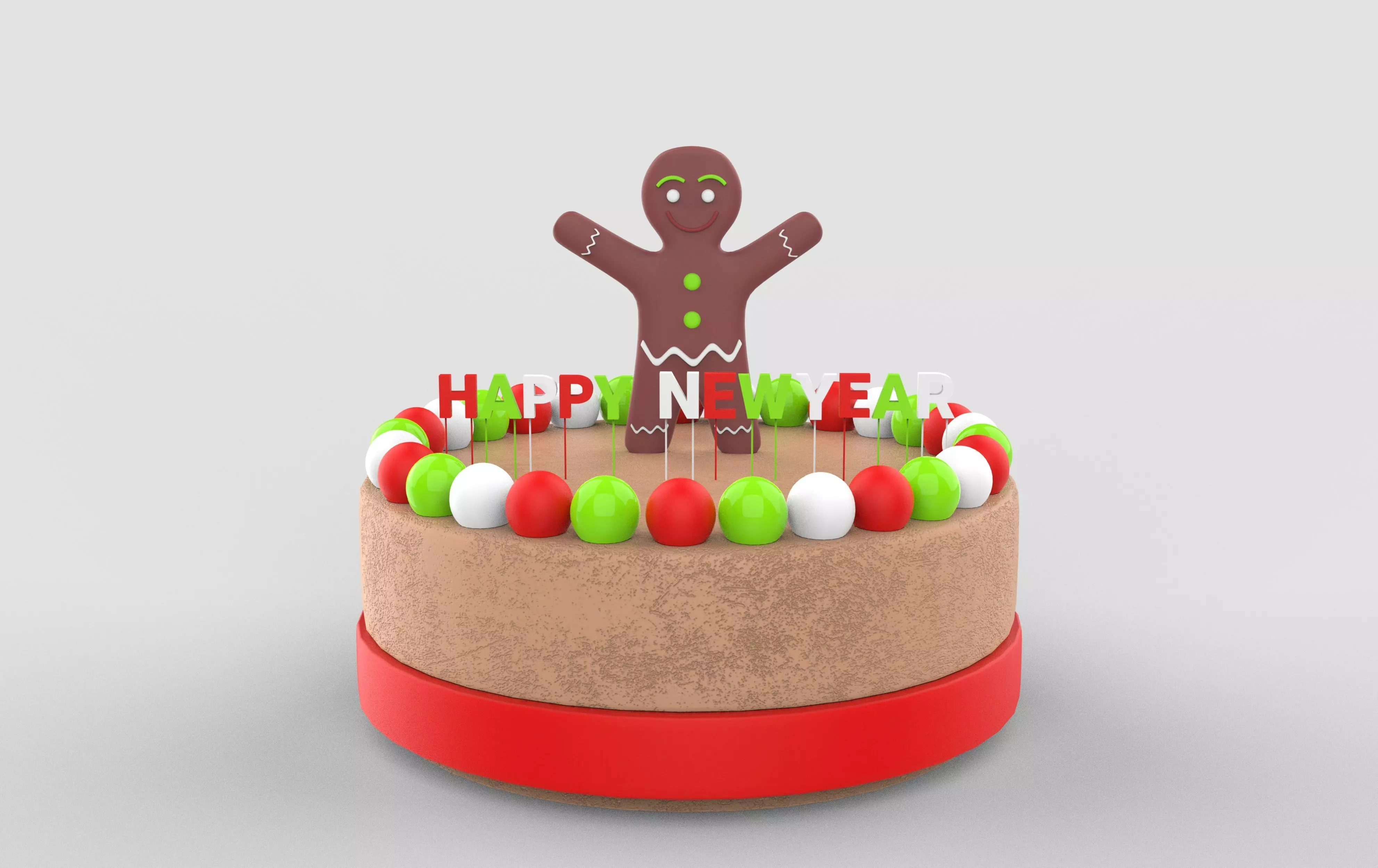 happy new year cake 3D model_0