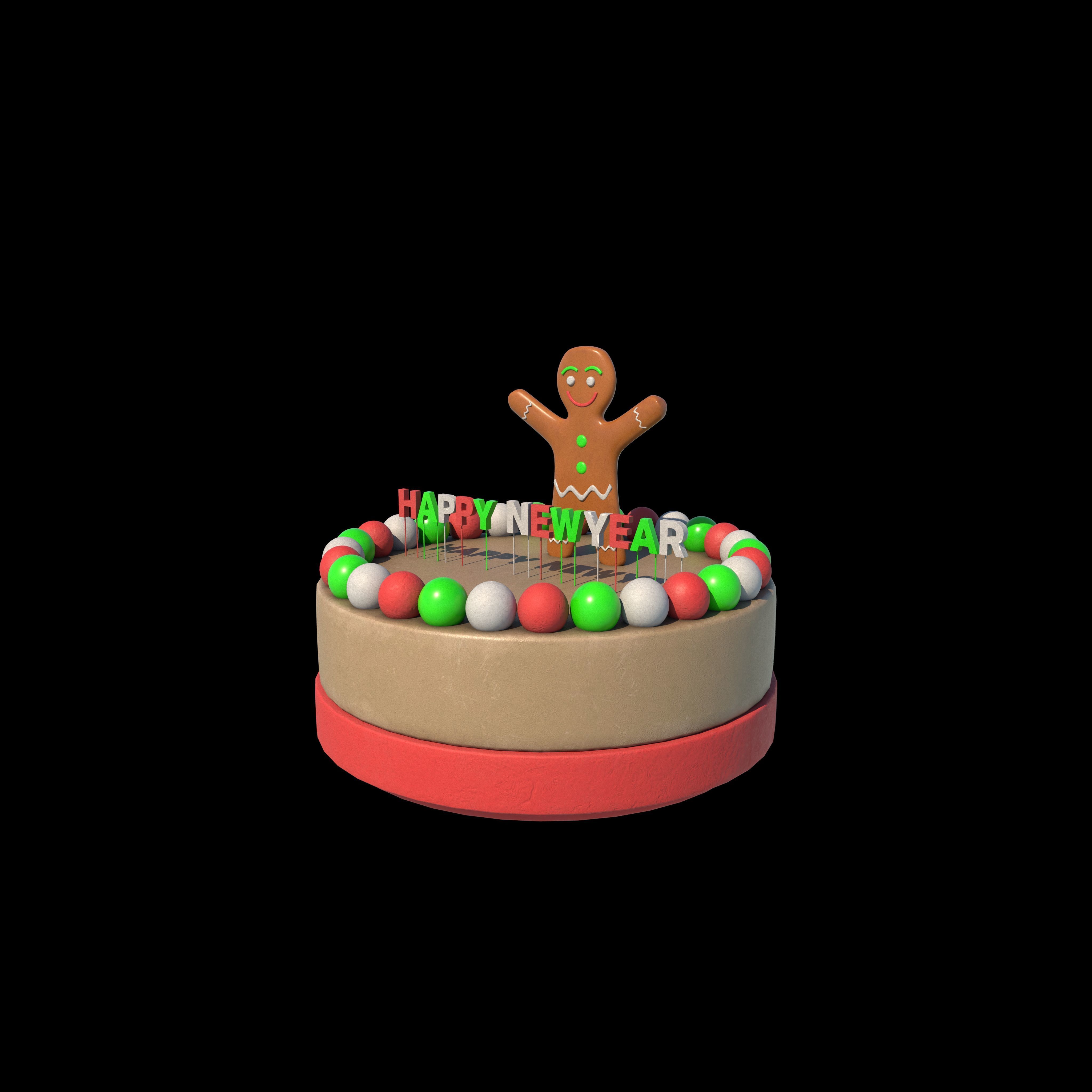 happy new year cake 3D model_7