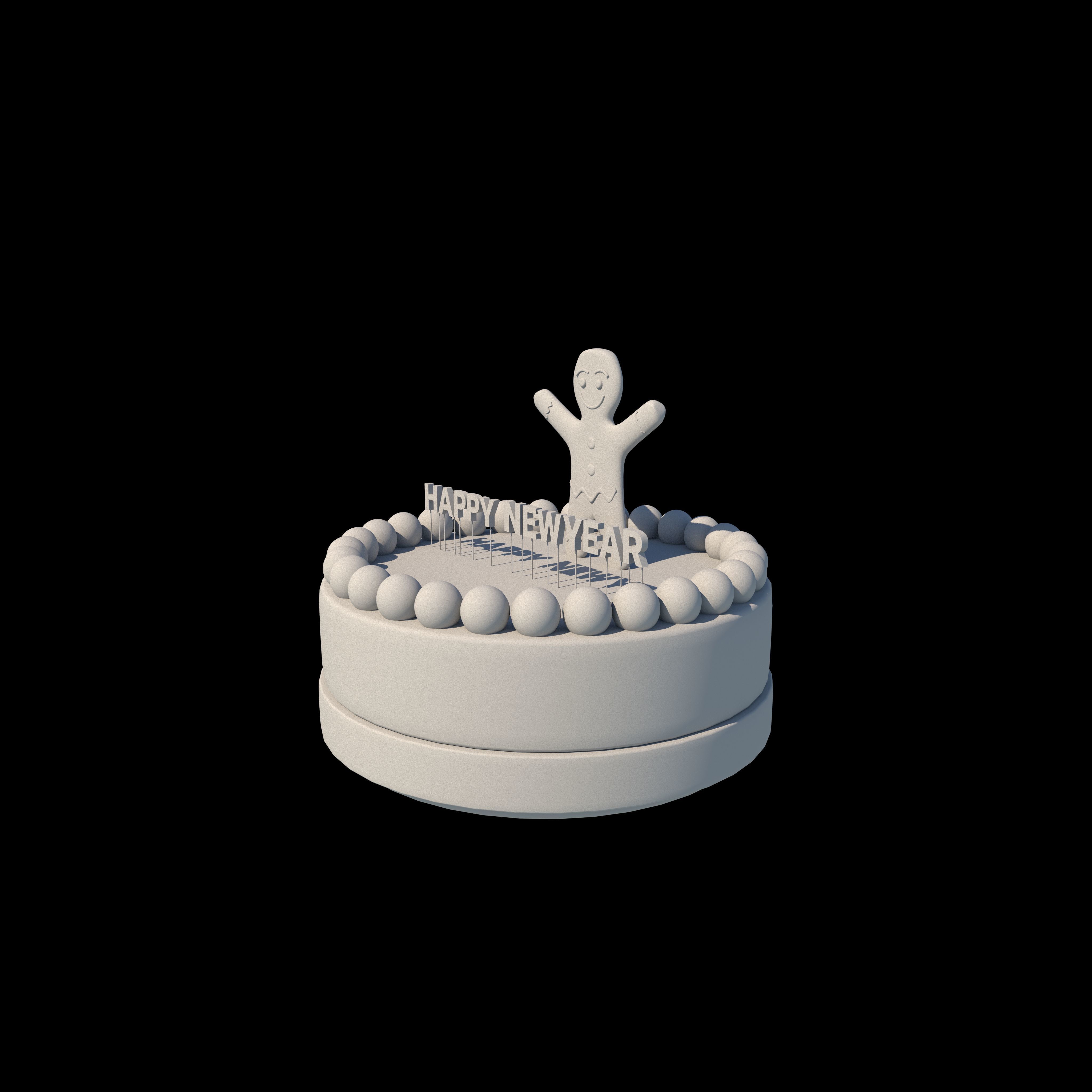 happy new year cake 3D model_6