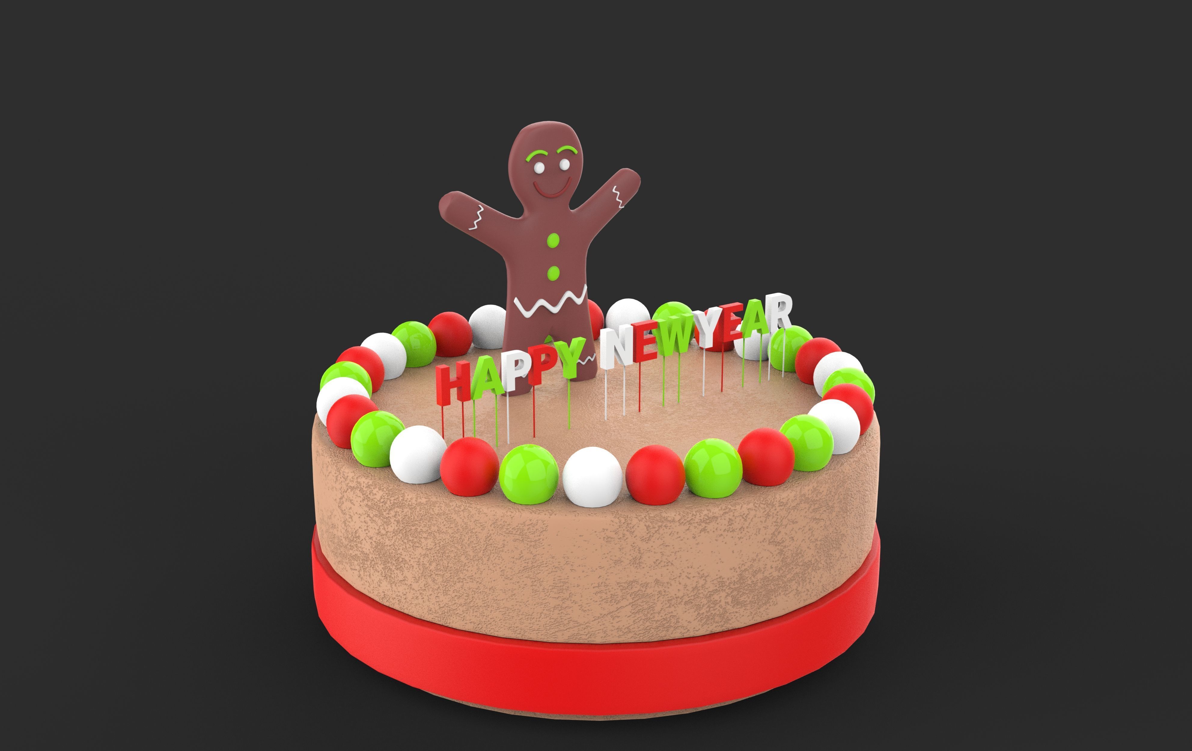 happy new year cake 3D model_5