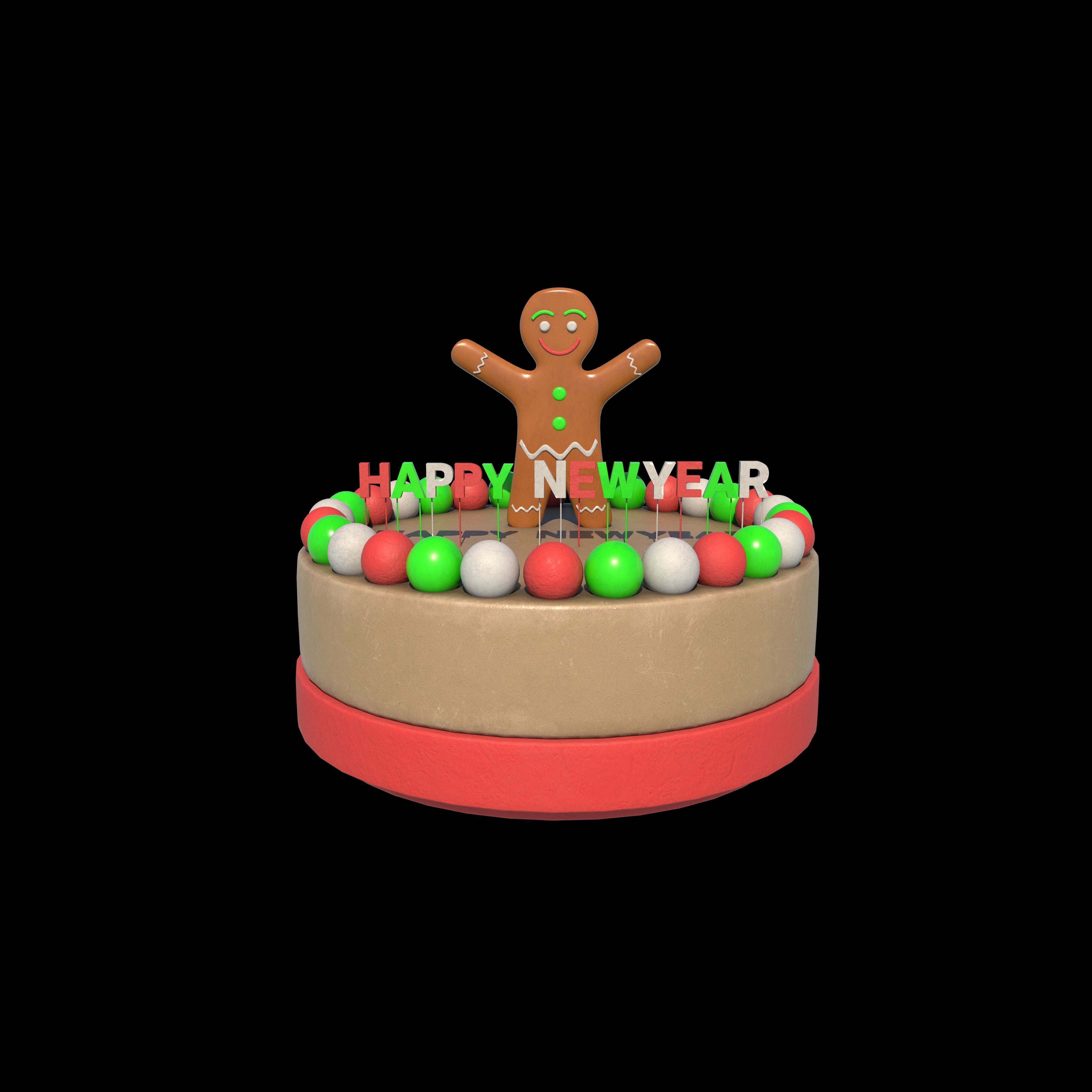 happy new year cake 3D model_2