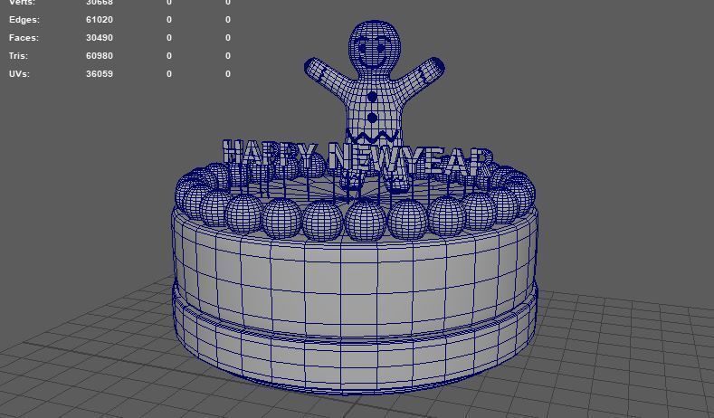 happy new year cake 3D model_9