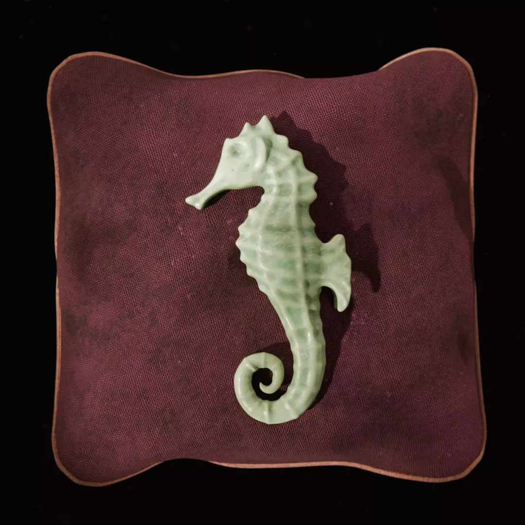 Jade Seahorse with Pillow 3D model