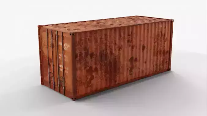 20Ft Cargo Container - Orange - Rusted