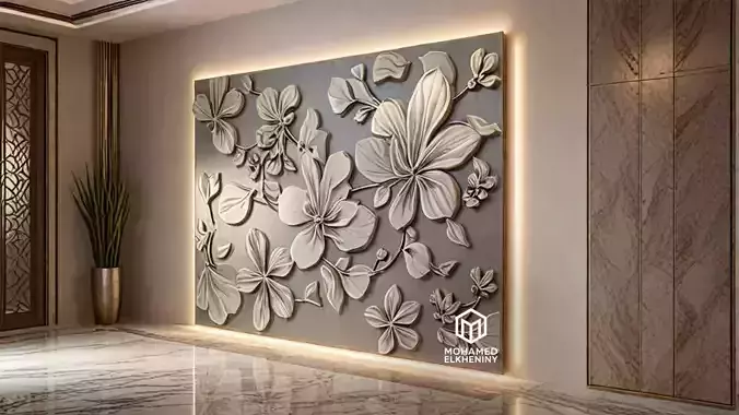 modern panel wall decor set wall relief mural CNC 120