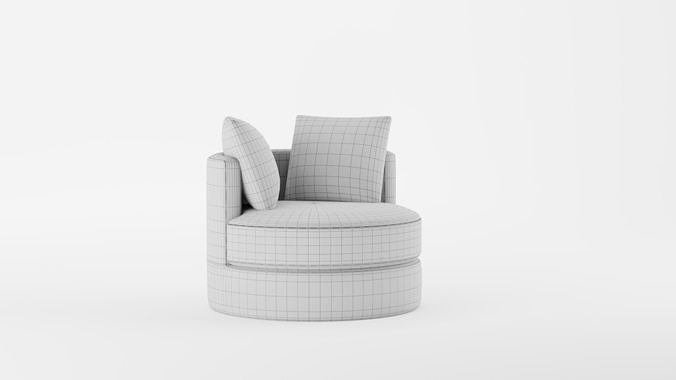 Balboa Upholstered Swivel Armchair 3D model 6