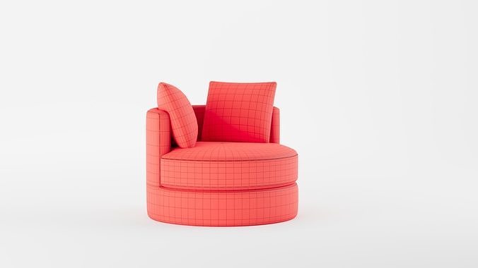Balboa Upholstered Swivel Armchair 3D model 7