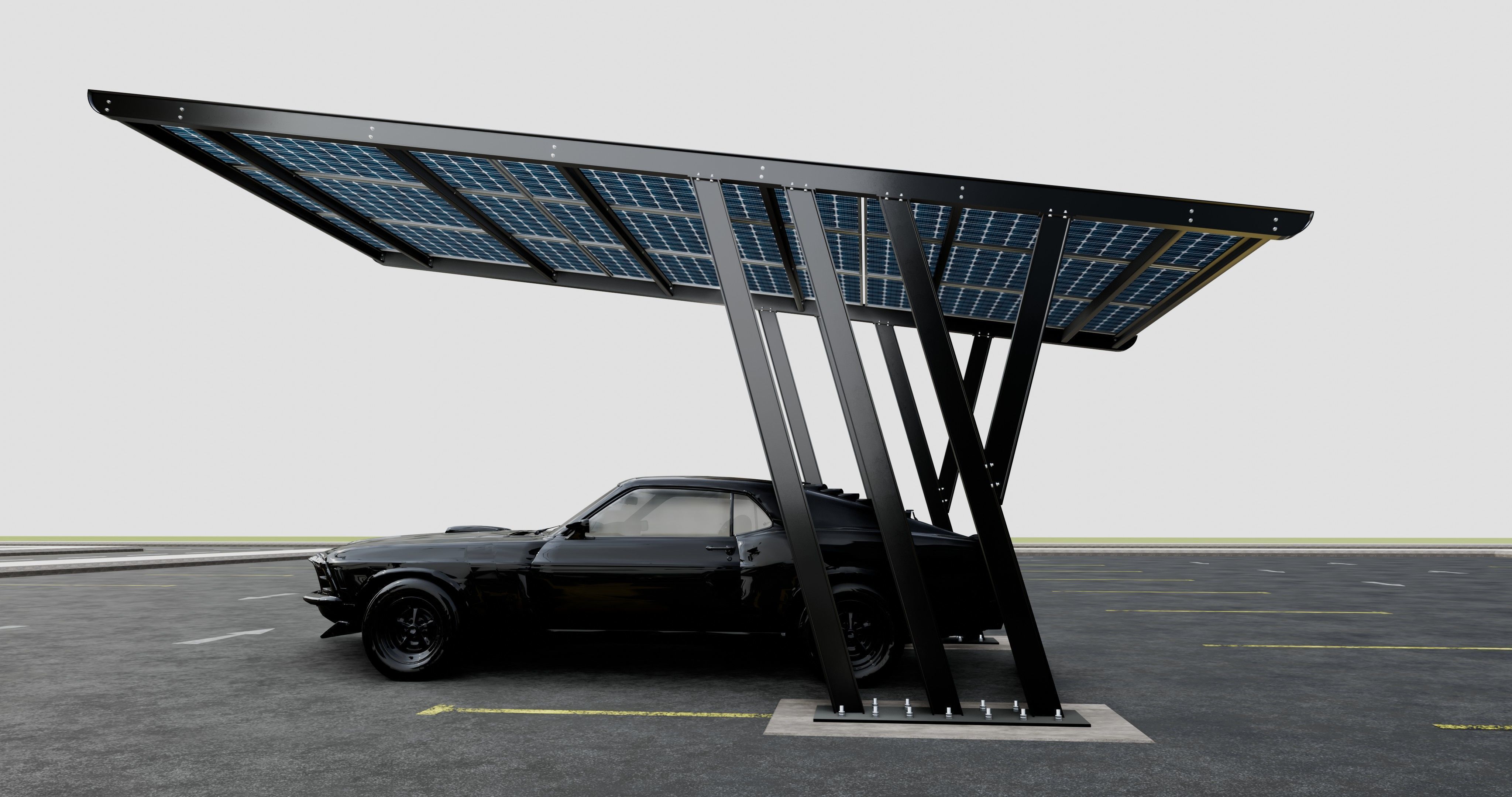 TRIPLE L TYPE MODERN SOLAR CARPORT TYPE-14 3D model_12