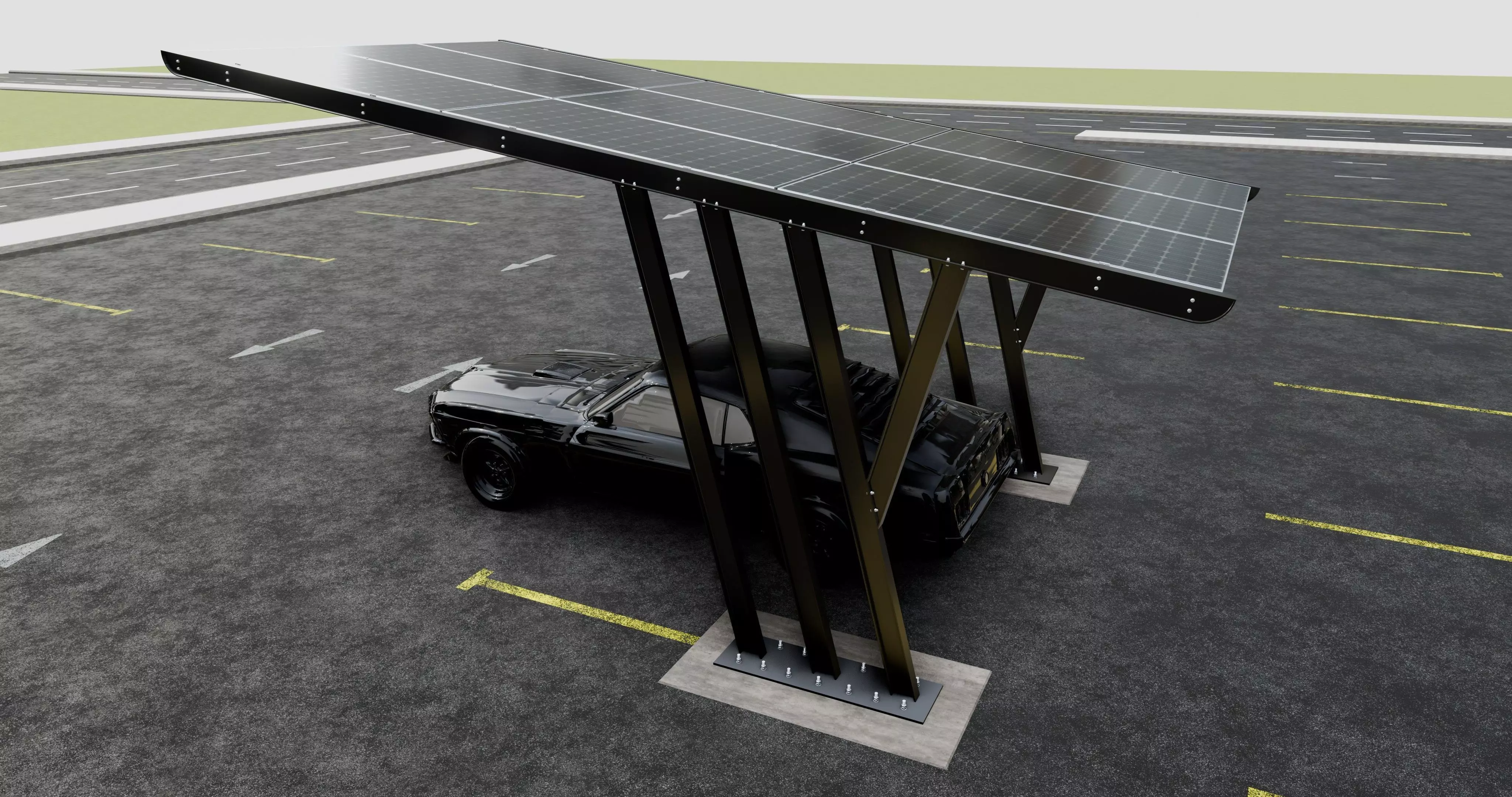 TRIPLE L TYPE MODERN SOLAR CARPORT TYPE-14 3D model_0