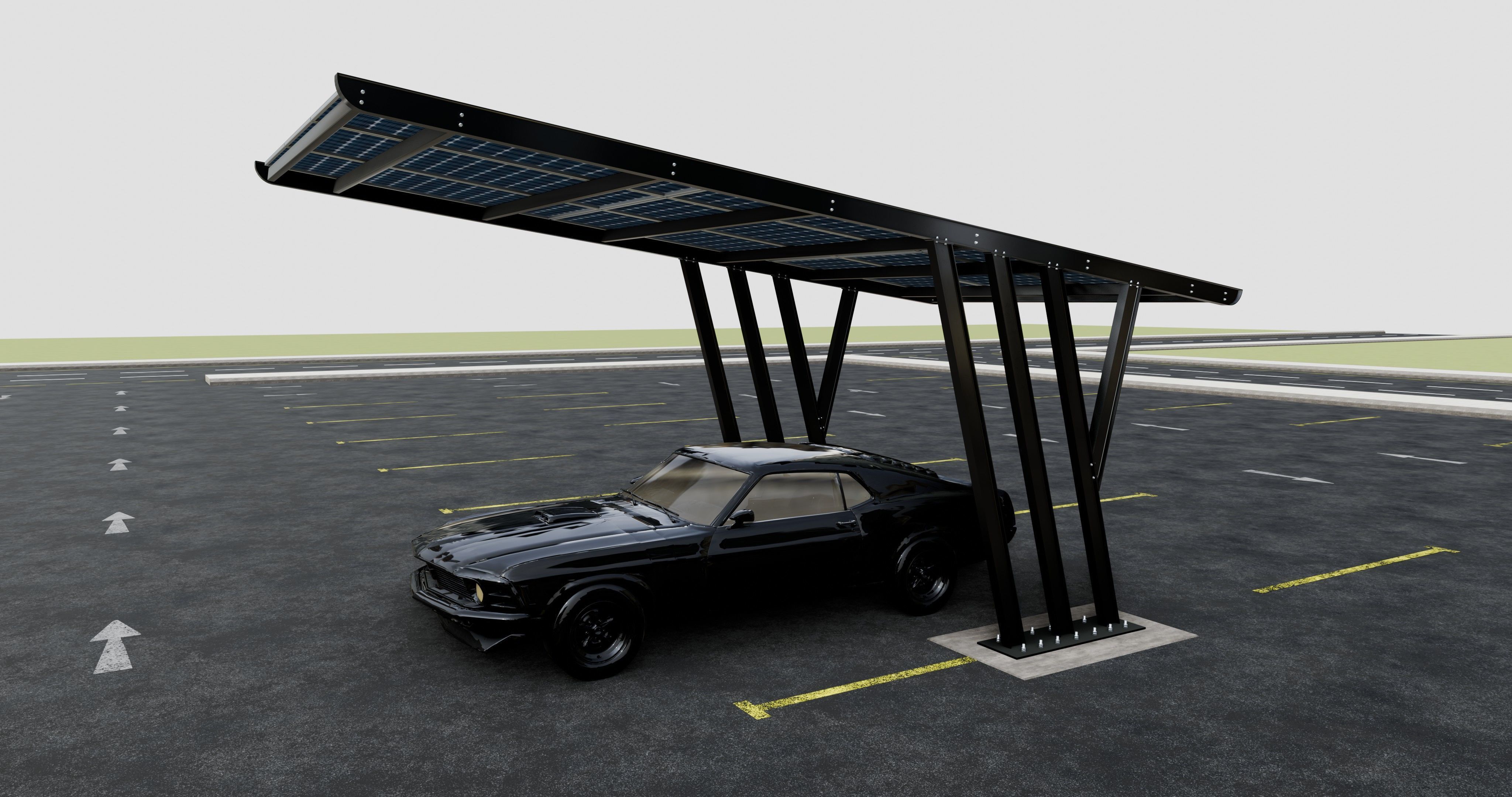 TRIPLE L TYPE MODERN SOLAR CARPORT TYPE-14 3D model_9