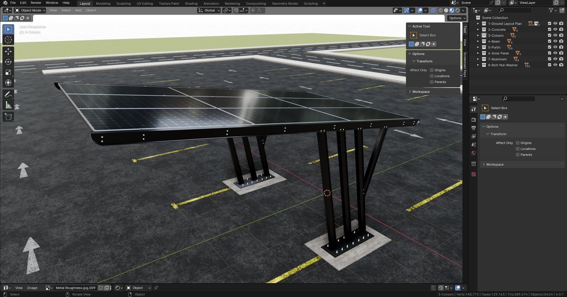TRIPLE L TYPE MODERN SOLAR CARPORT TYPE-14 3D model_22