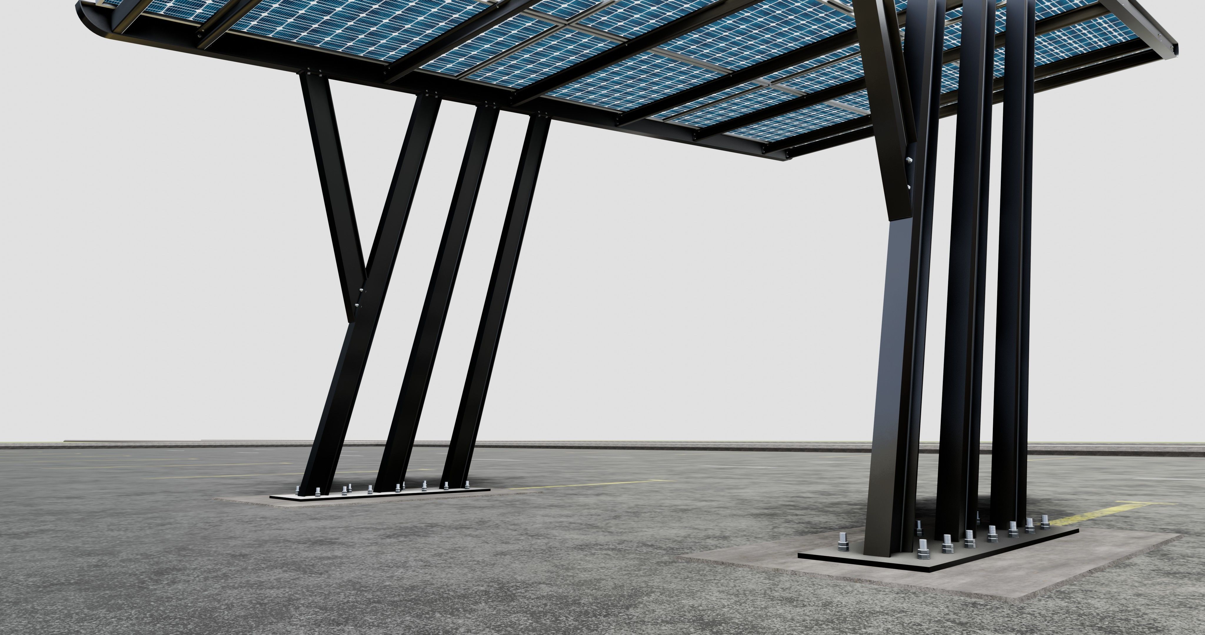 TRIPLE L TYPE MODERN SOLAR CARPORT TYPE-14 3D model_5