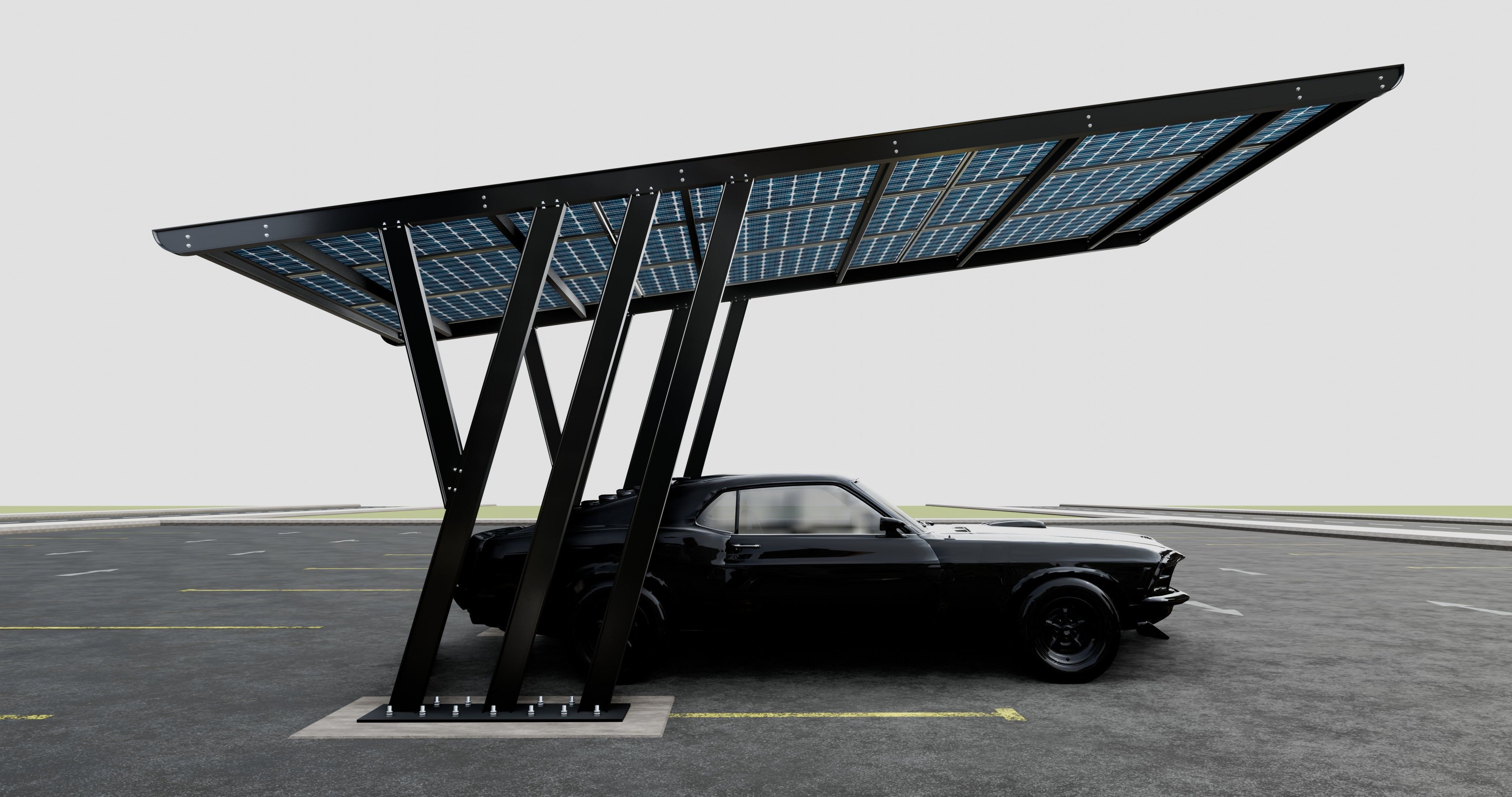 TRIPLE L TYPE MODERN SOLAR CARPORT TYPE-14 3D model_13