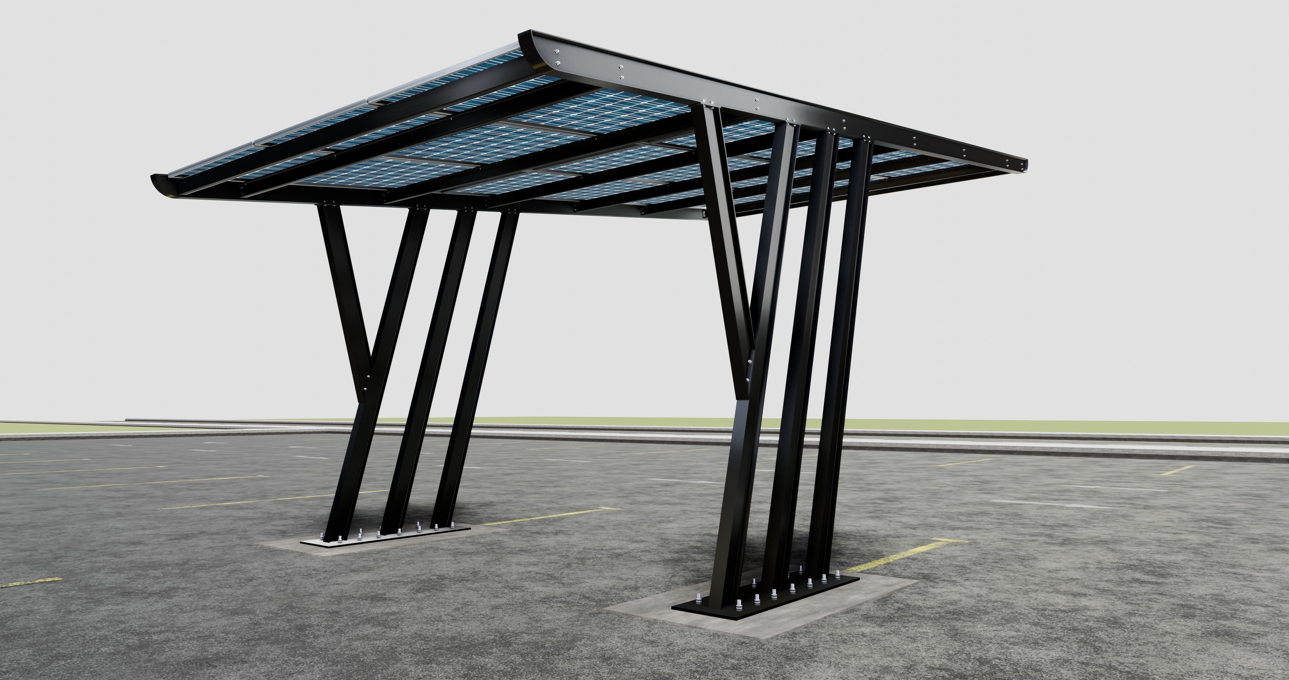 TRIPLE L TYPE MODERN SOLAR CARPORT TYPE-14 3D model_4