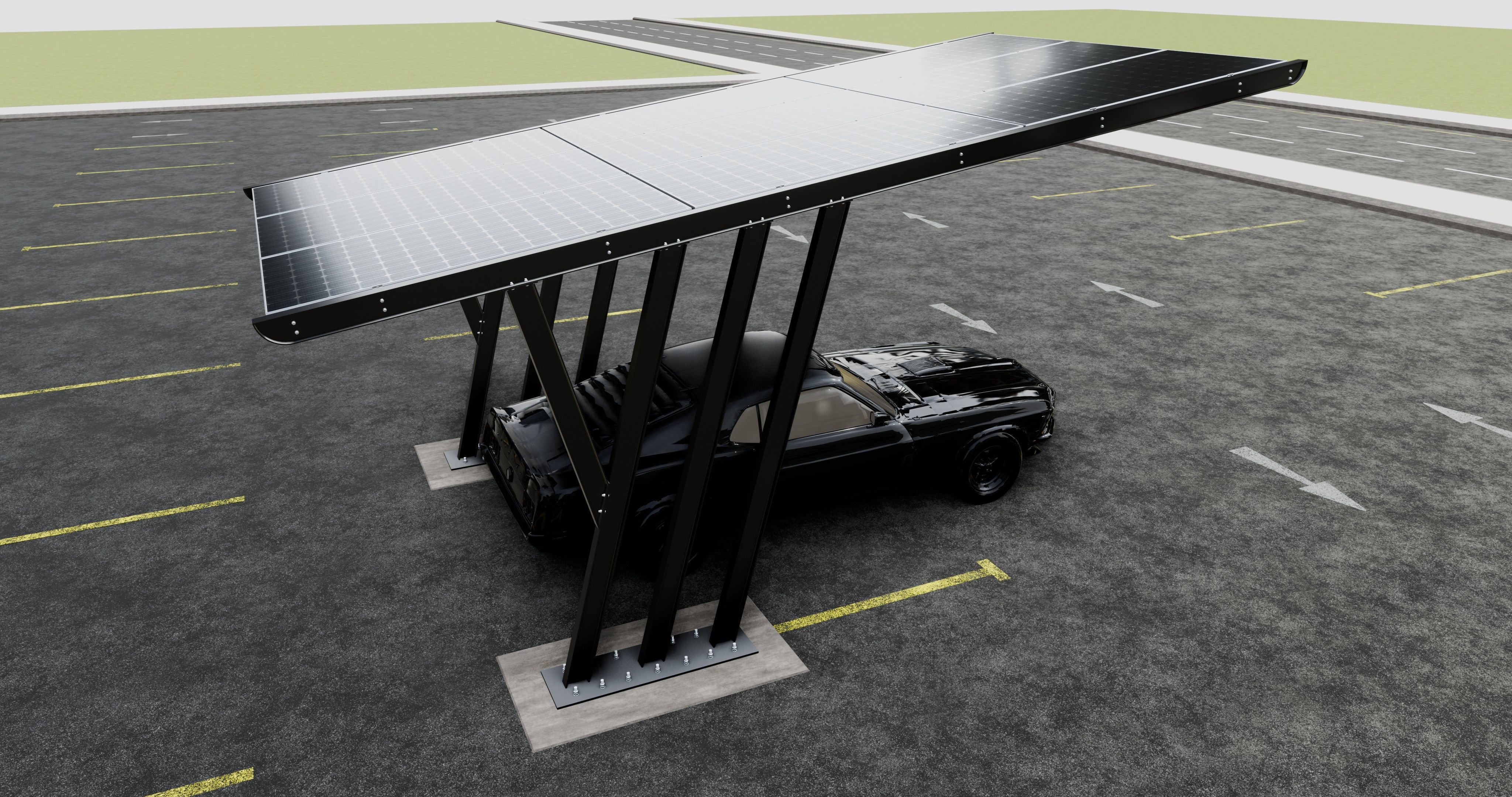 TRIPLE L TYPE MODERN SOLAR CARPORT TYPE-14 3D model_11