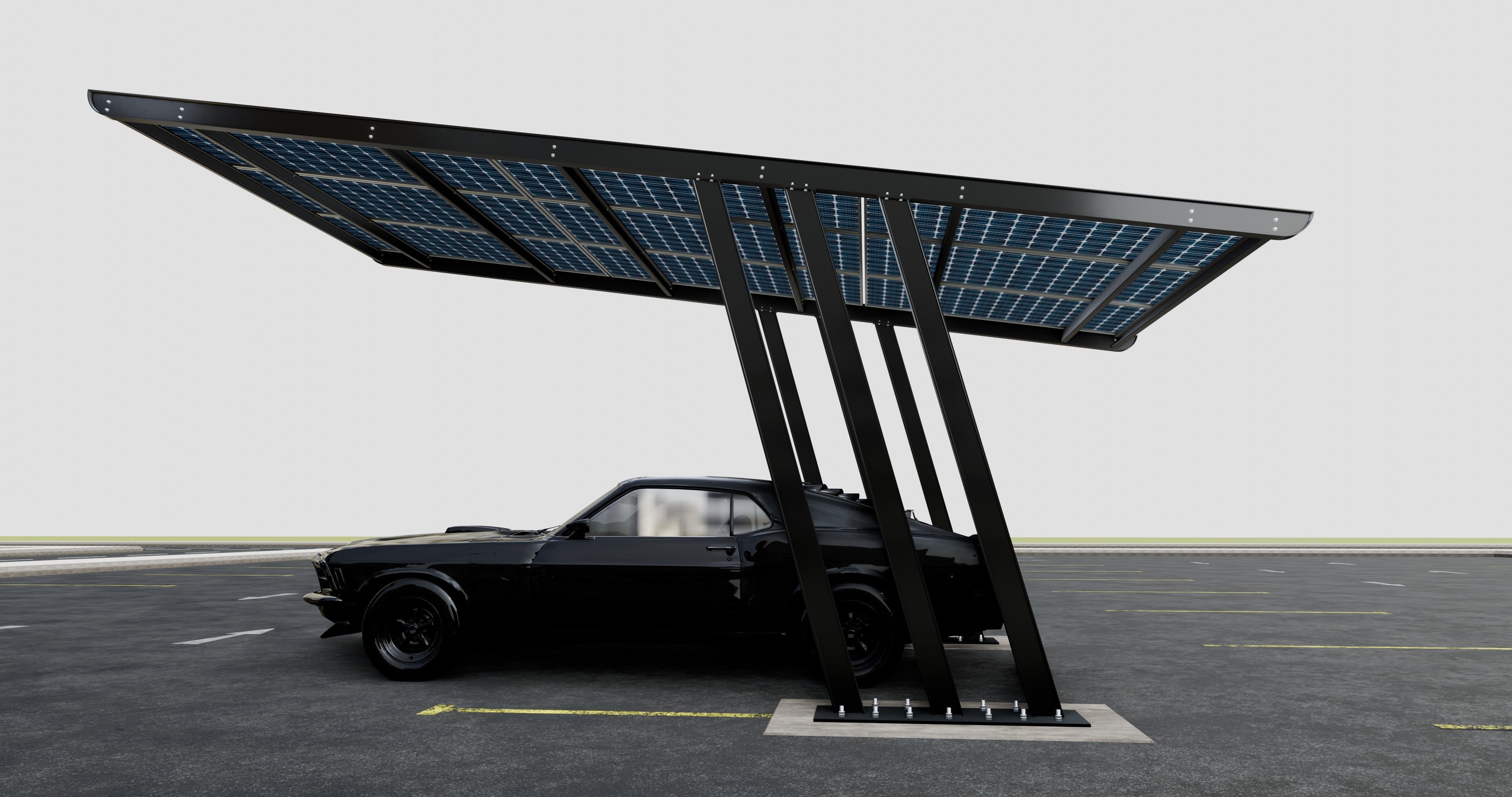 TRIPLE L TYPE MODERN SOLAR CARPORT TYPE-15 3D model_12