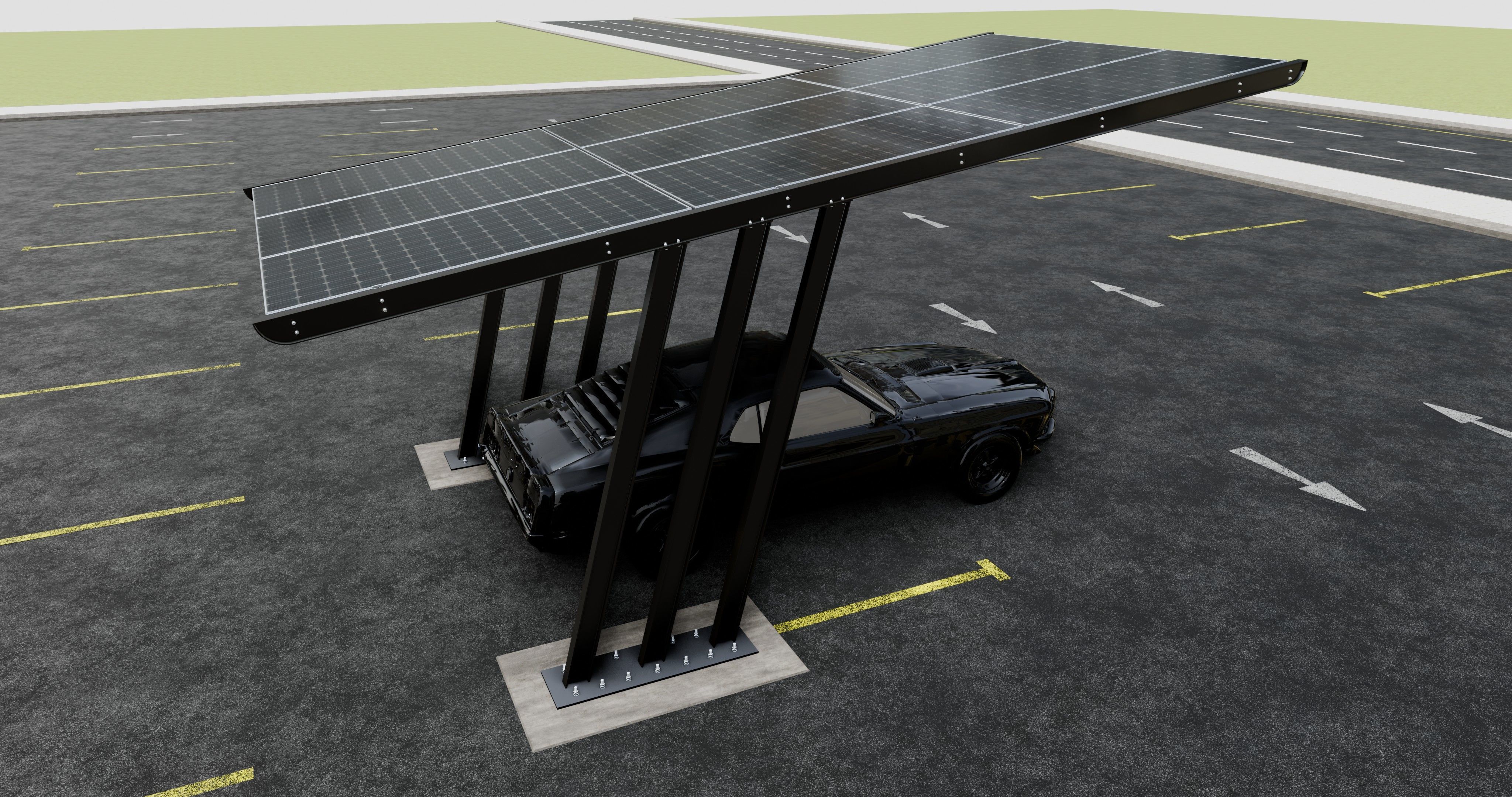 TRIPLE L TYPE MODERN SOLAR CARPORT TYPE-15 3D model_11