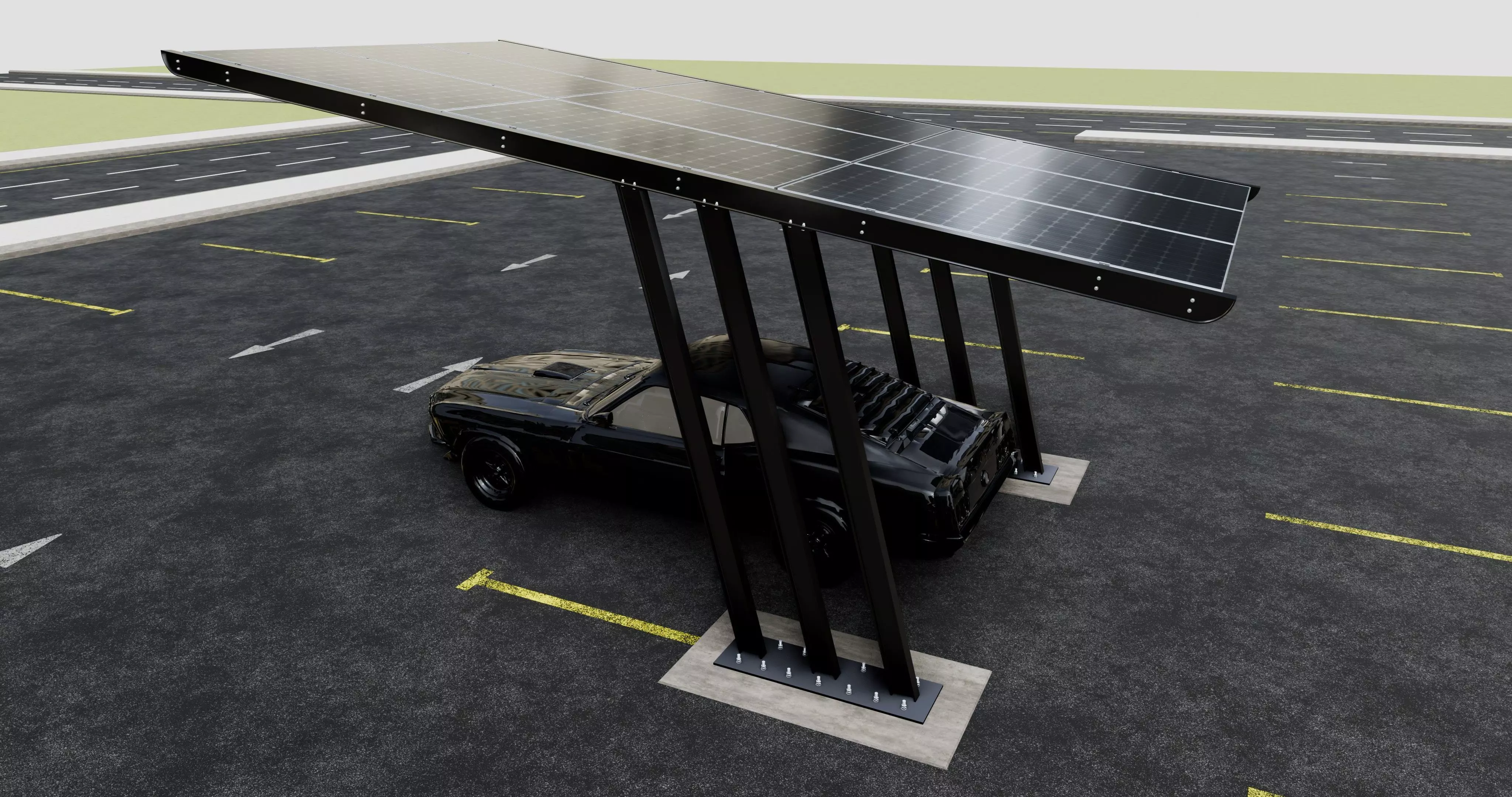 TRIPLE L TYPE MODERN SOLAR CARPORT TYPE-15 3D model_0