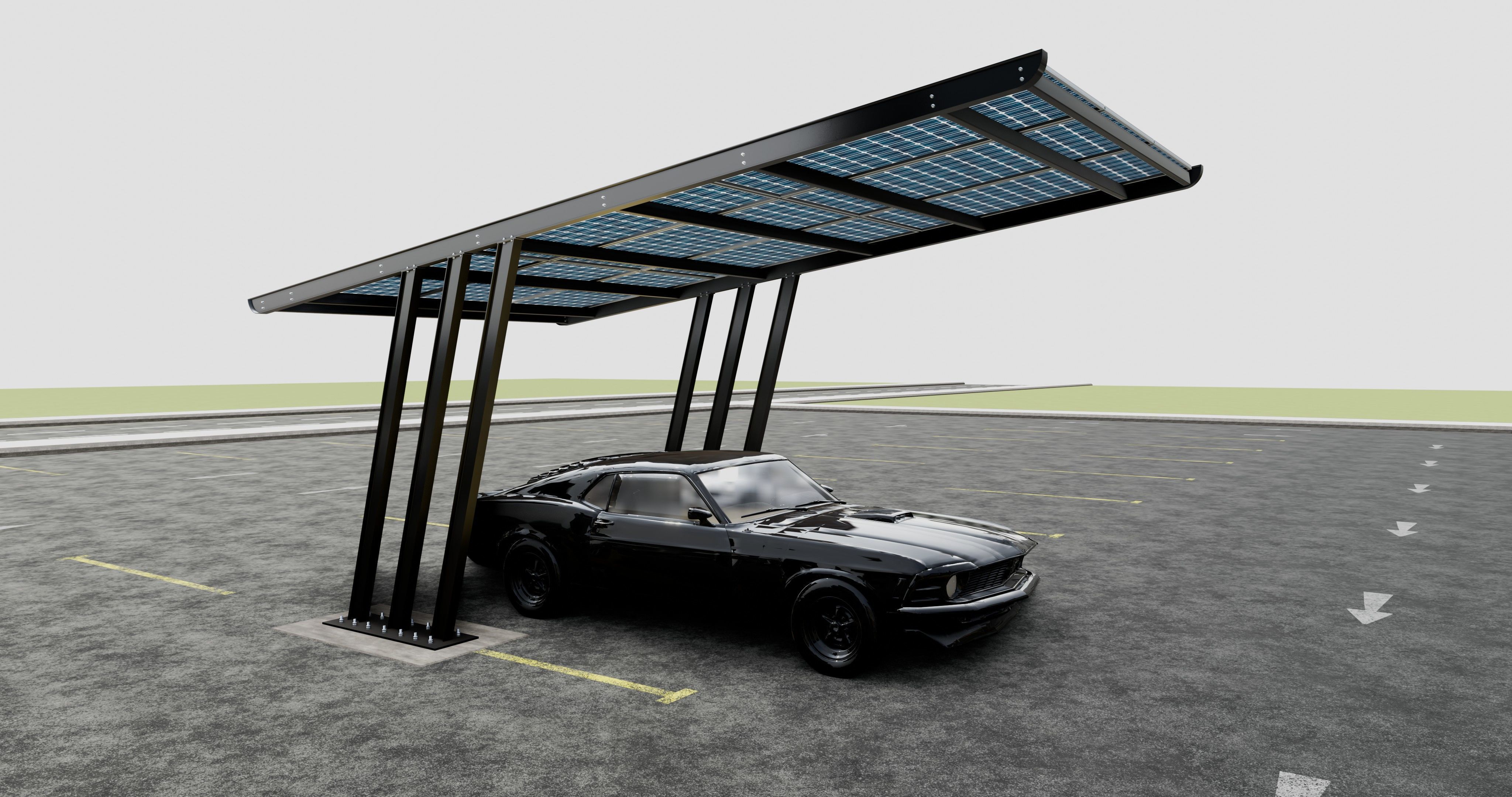 TRIPLE L TYPE MODERN SOLAR CARPORT TYPE-15 3D model_10