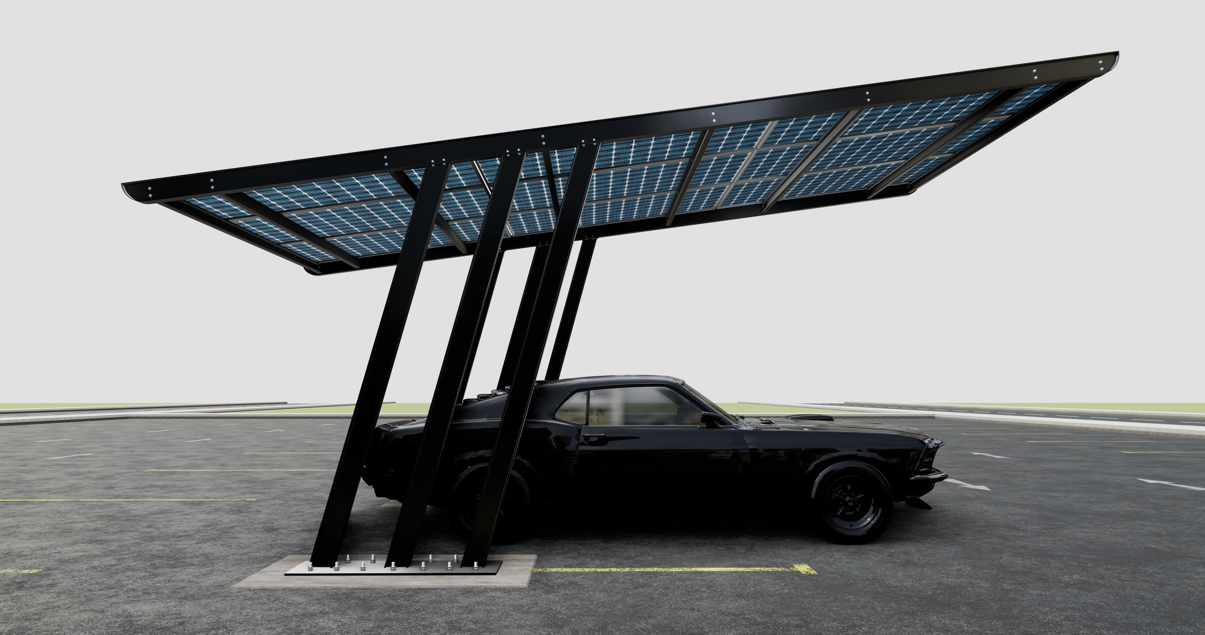 TRIPLE L TYPE MODERN SOLAR CARPORT TYPE-15 3D model_13