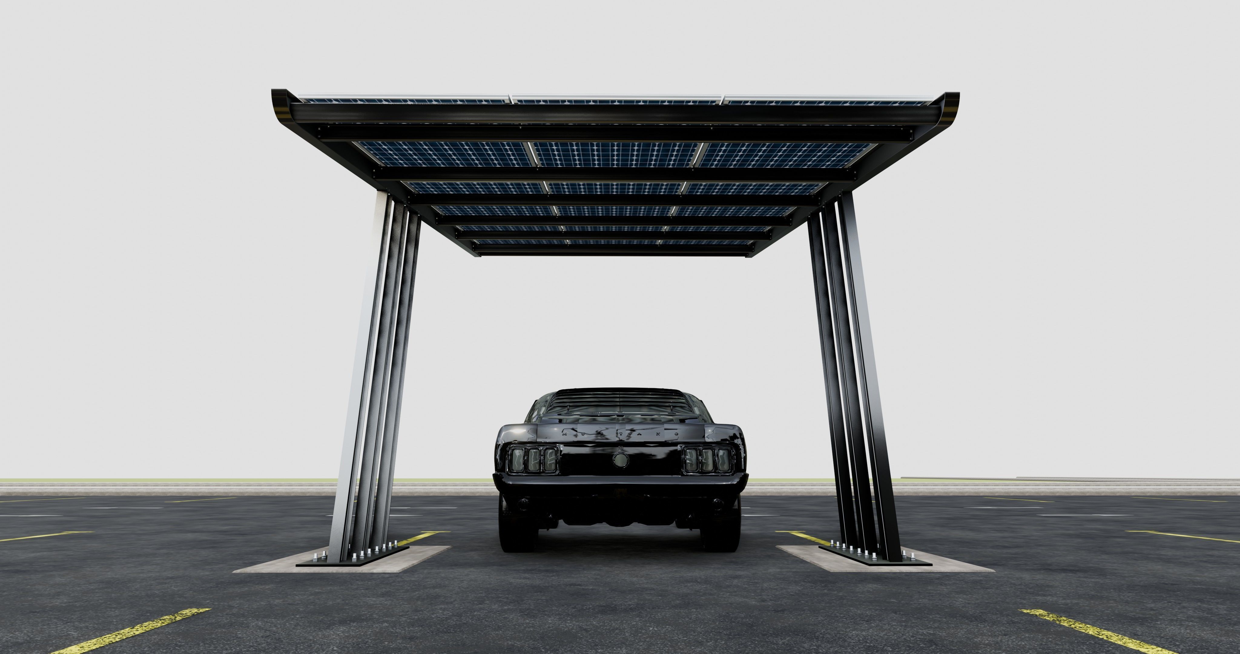TRIPLE L TYPE MODERN SOLAR CARPORT TYPE-15 3D model_16