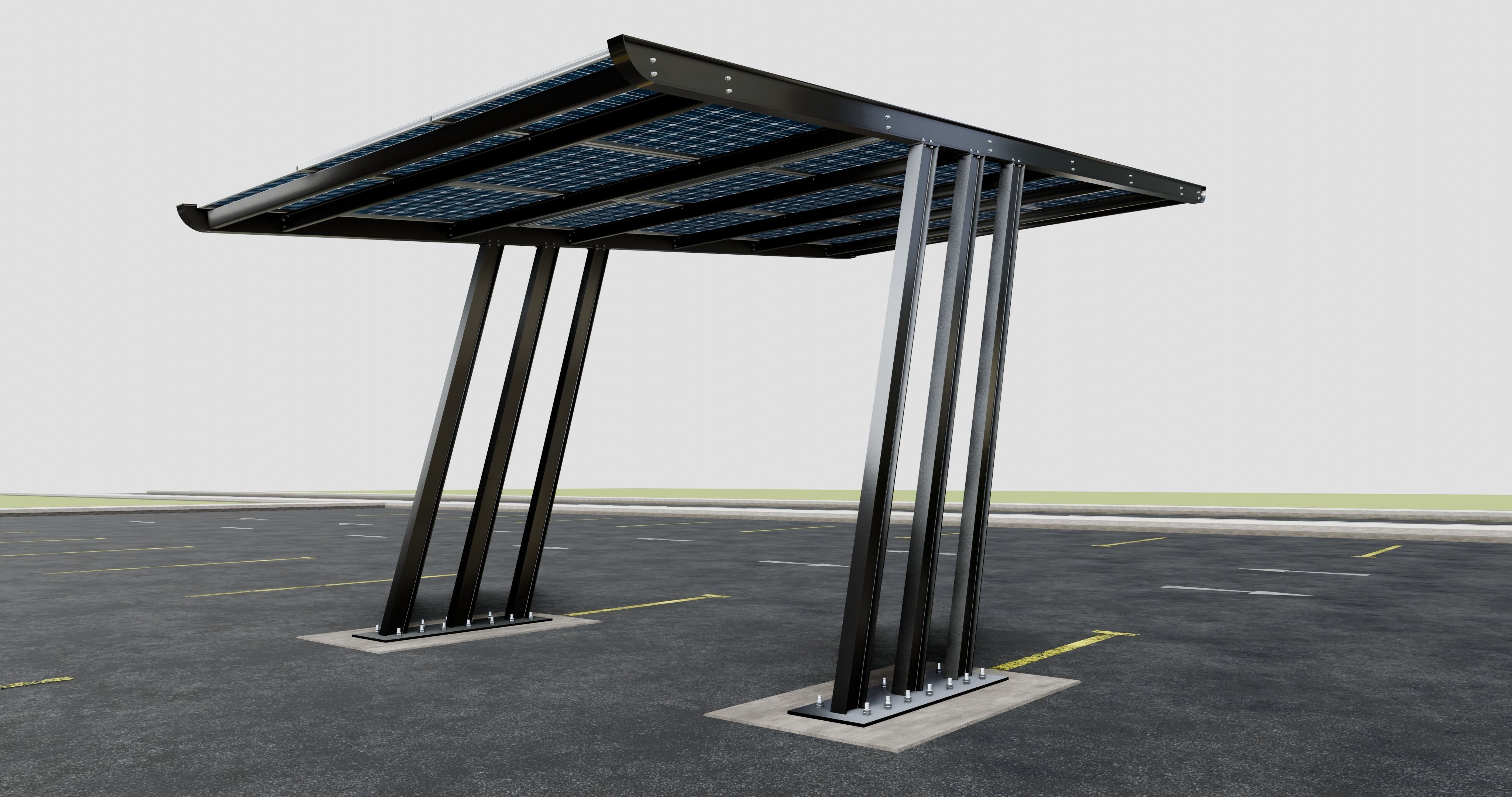 TRIPLE L TYPE MODERN SOLAR CARPORT TYPE-15 3D model_4