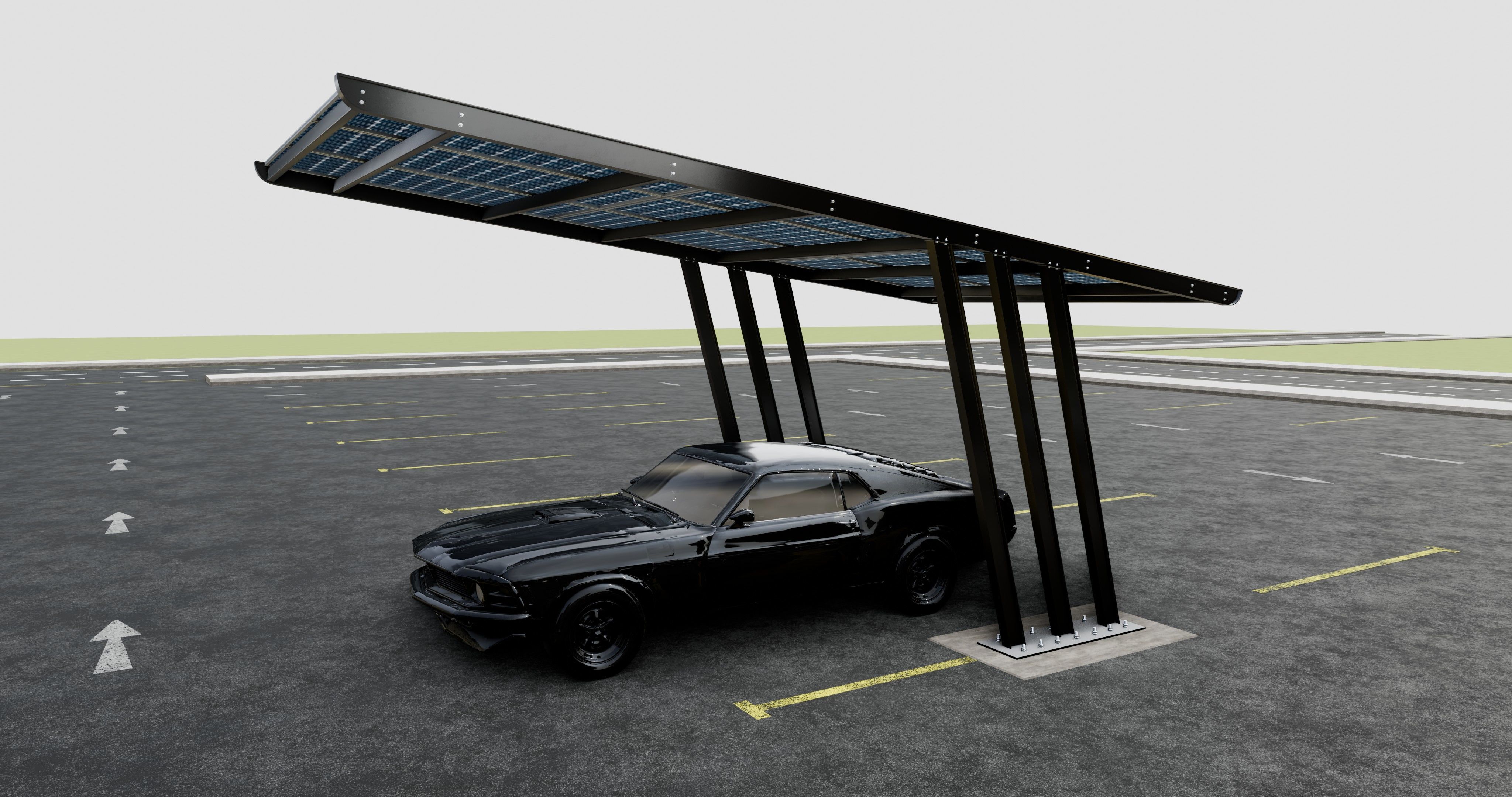 TRIPLE L TYPE MODERN SOLAR CARPORT TYPE-15 3D model_9