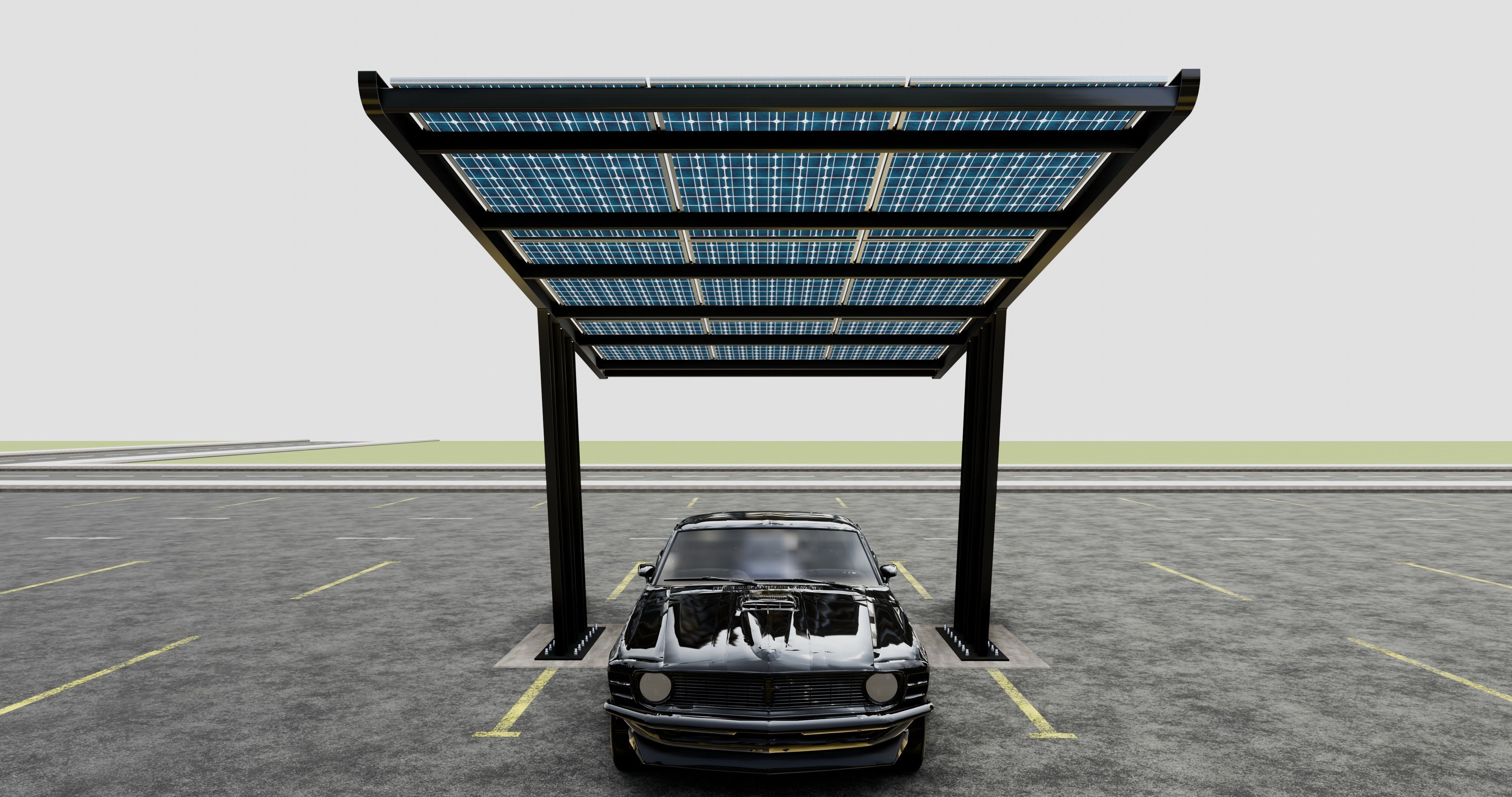 TRIPLE L TYPE MODERN SOLAR CARPORT TYPE-15 3D model_14