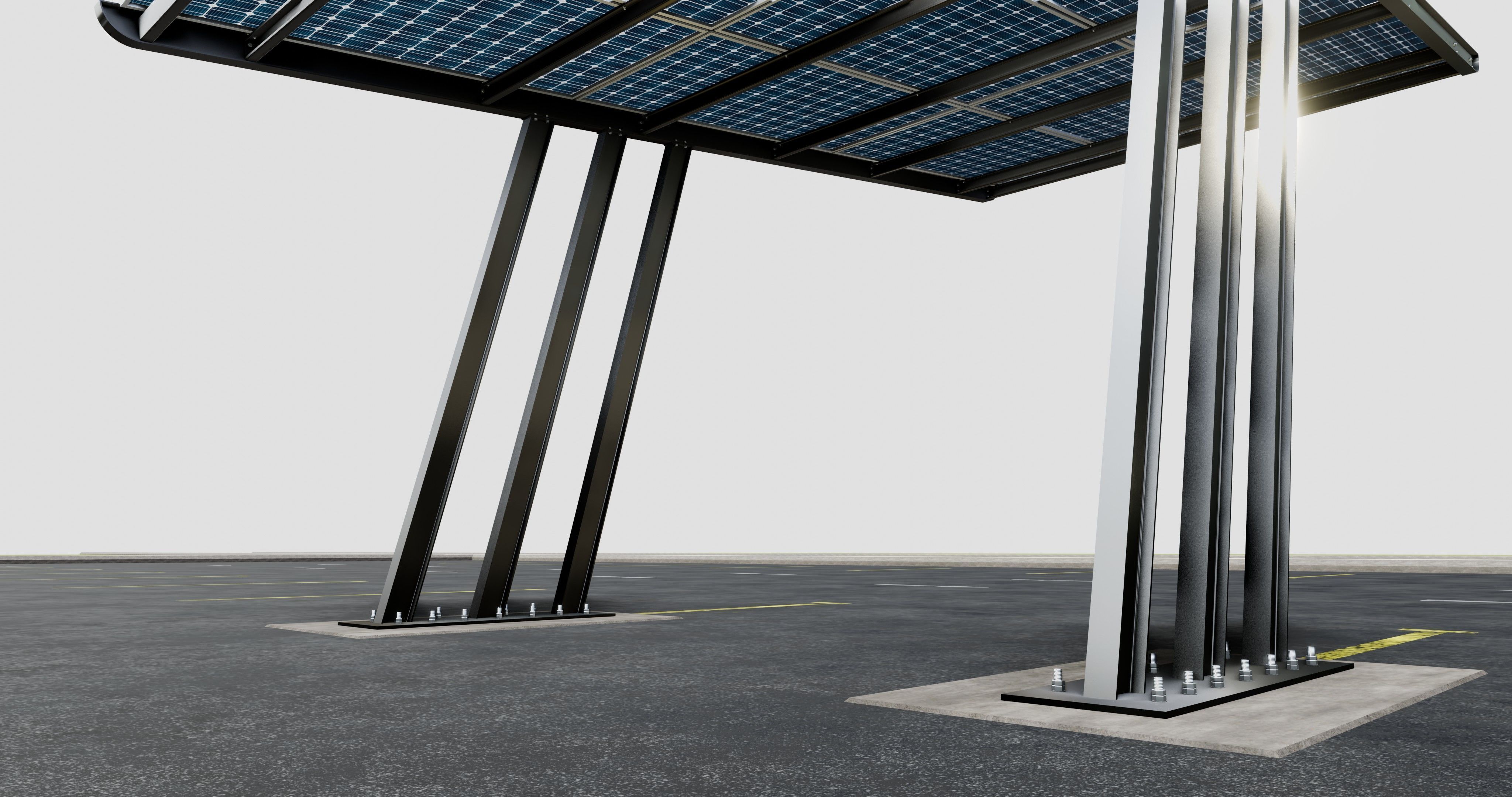 TRIPLE L TYPE MODERN SOLAR CARPORT TYPE-15 3D model_5