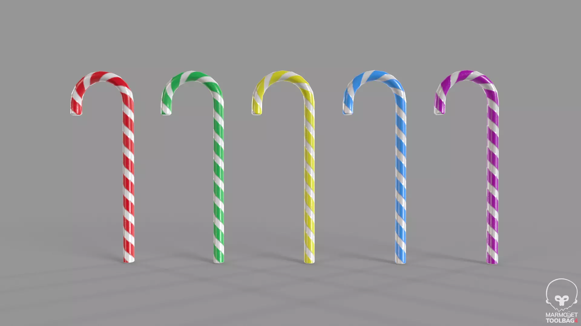 Candy Cane Low-poly 3D model_0