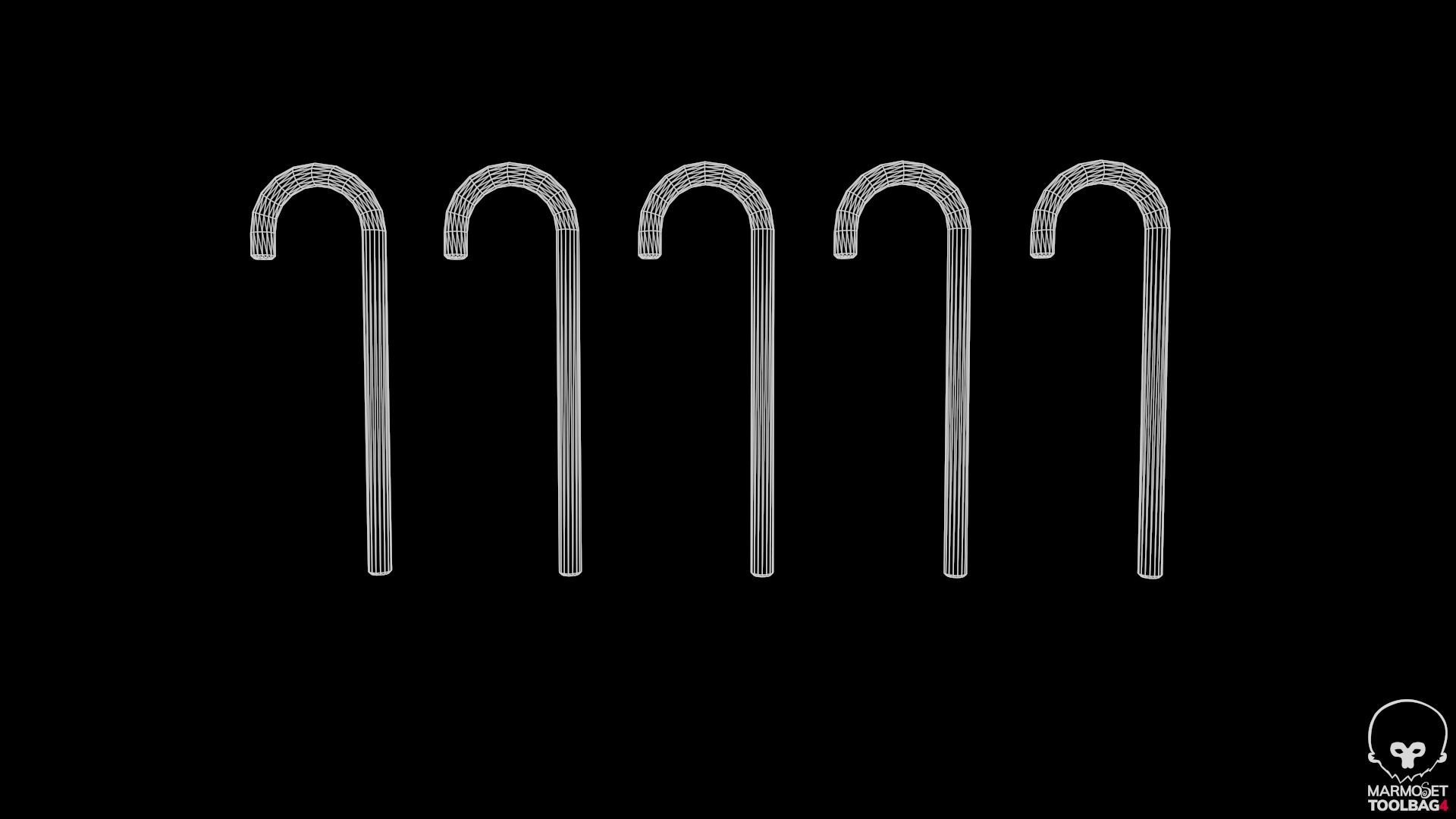 Candy Cane Low-poly 3D model_12